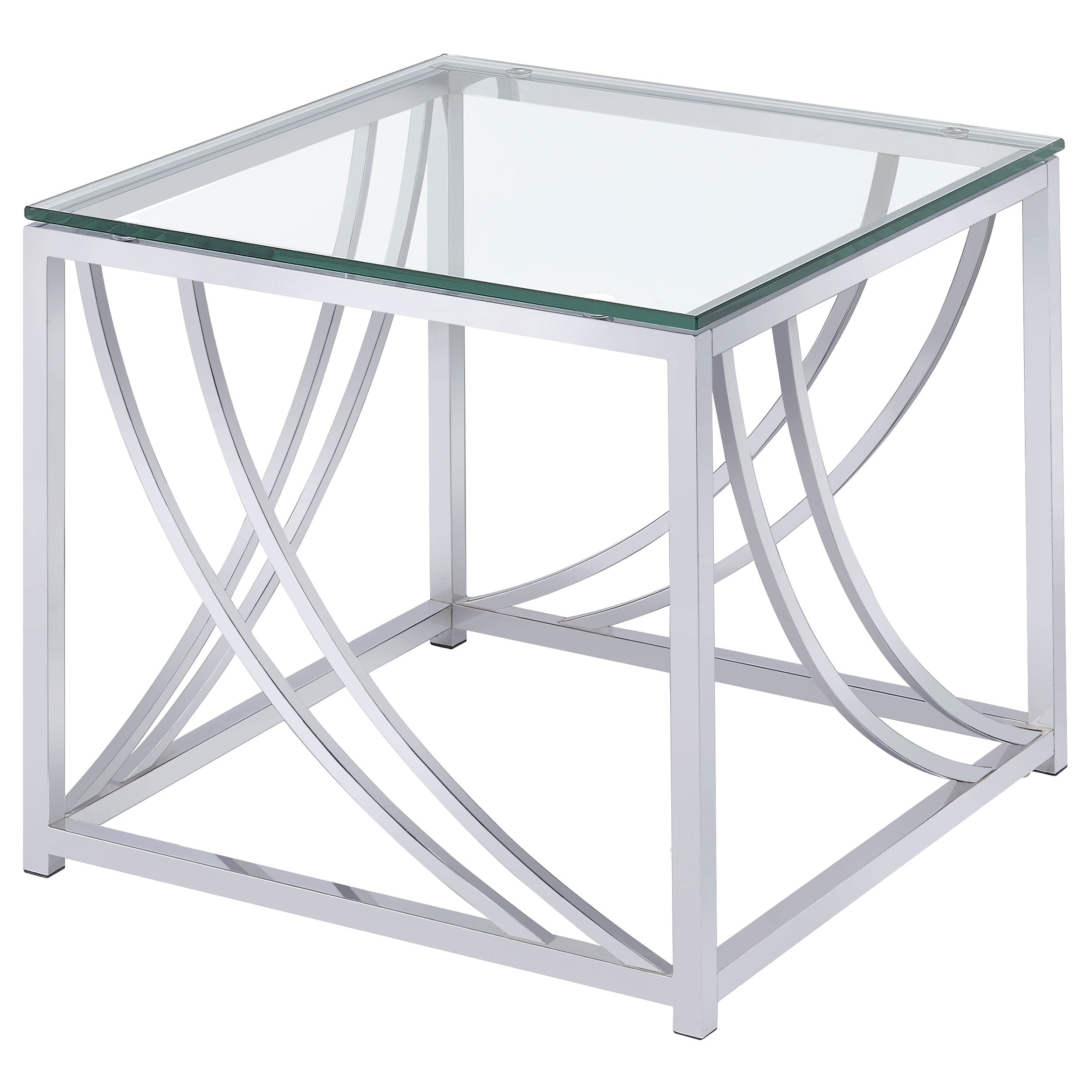 Lille Square Glass Top Side End Table Chrome — view 1