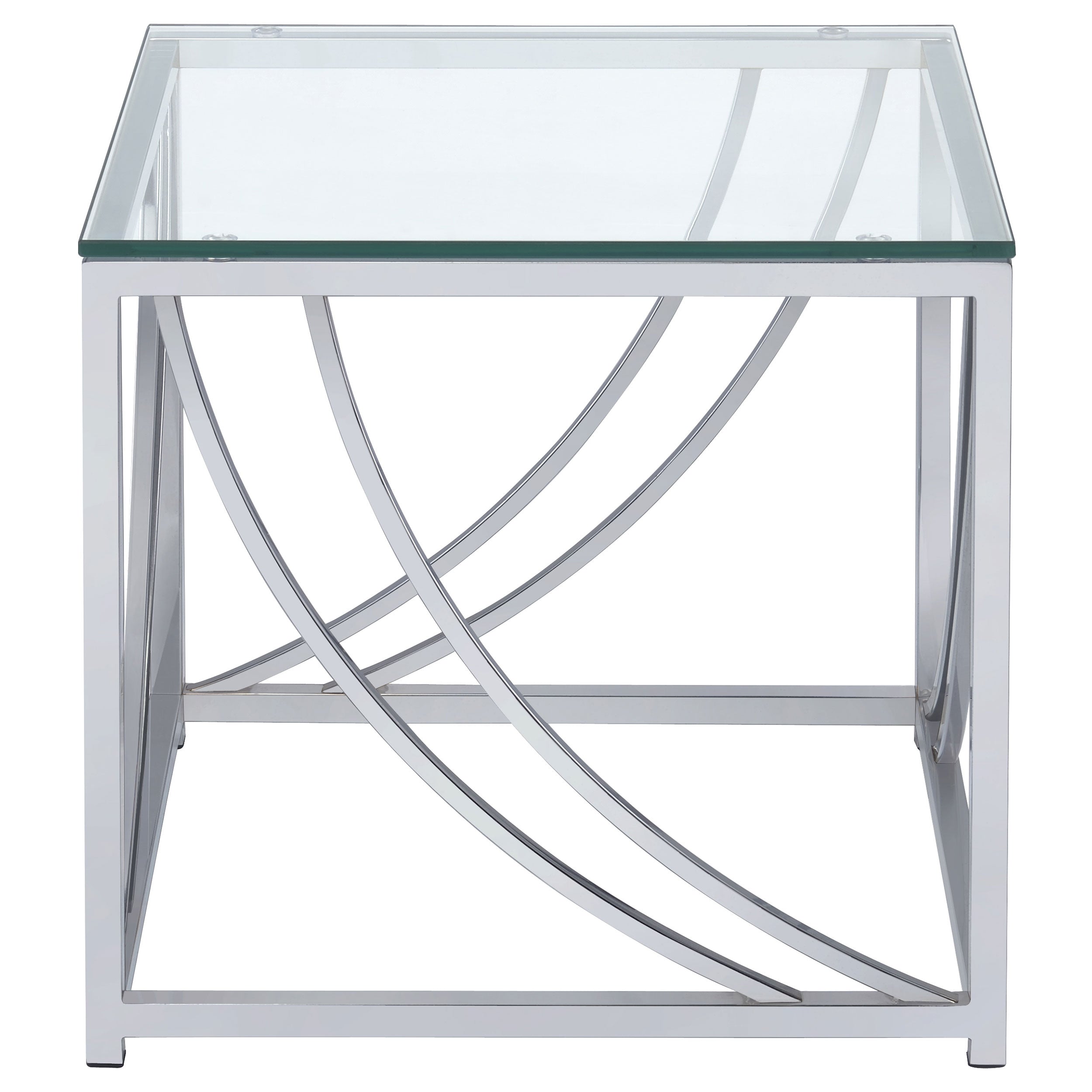 Lille Square Glass Top Side End Table Chrome — view 3