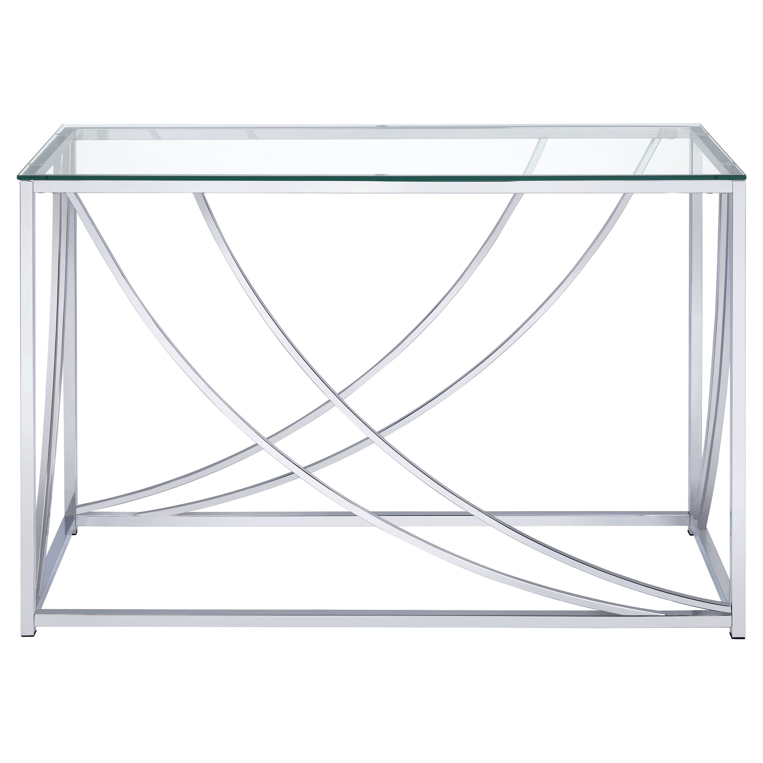 Lille Glass Top Entryway Console Table Accents Chrome — view 3