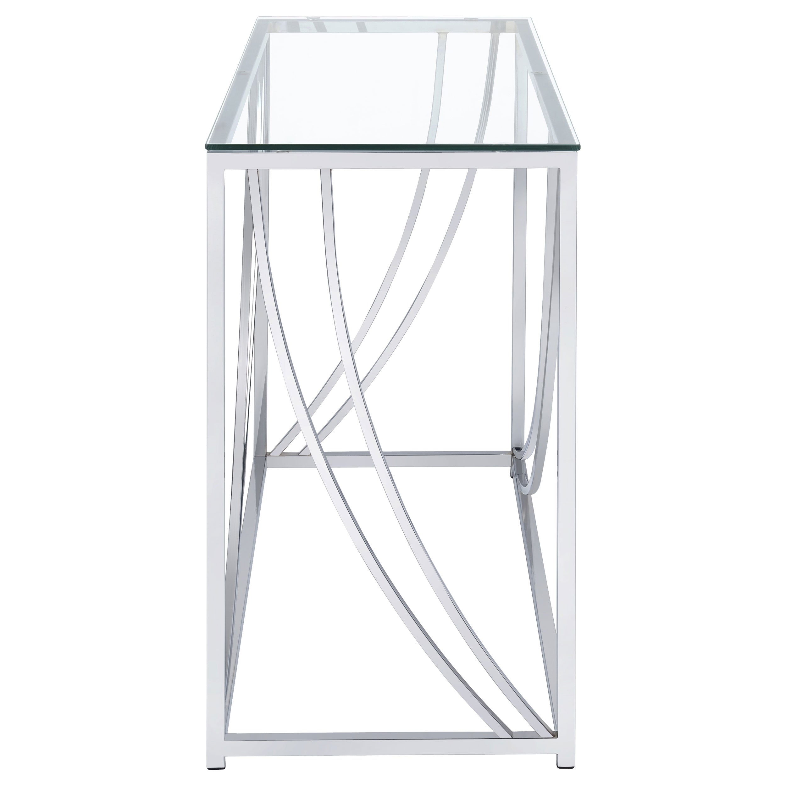 Lille Glass Top Entryway Console Table Accents Chrome — view 4