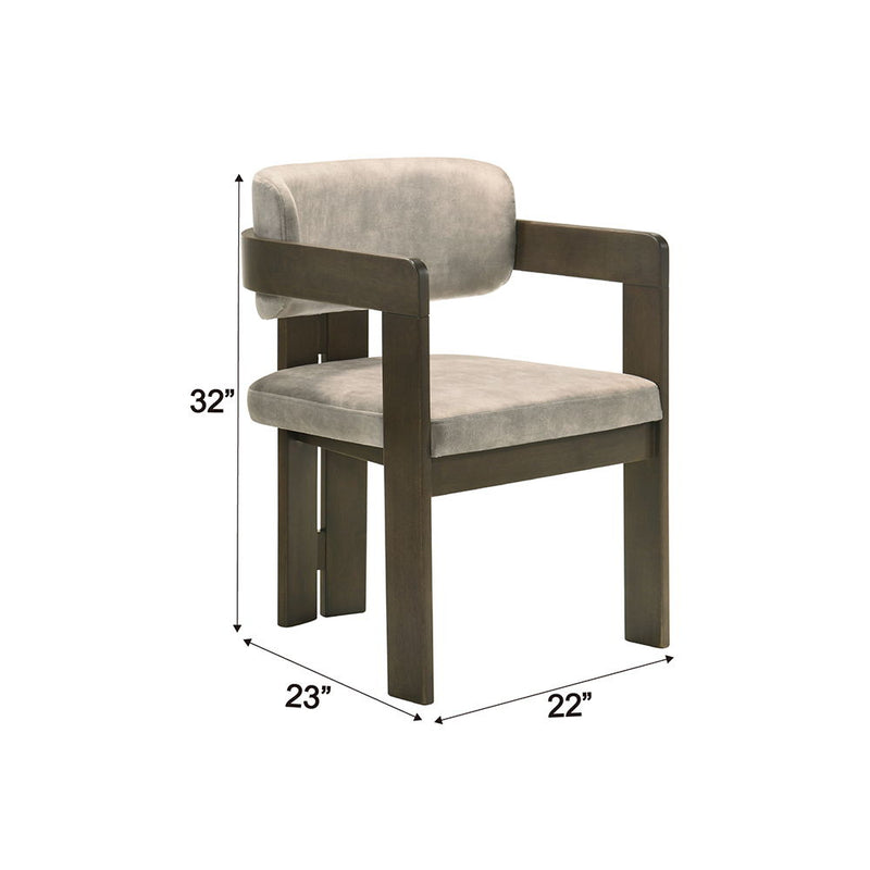 Destin - Side Chair - Light Gray Fabric & Walnut Finish