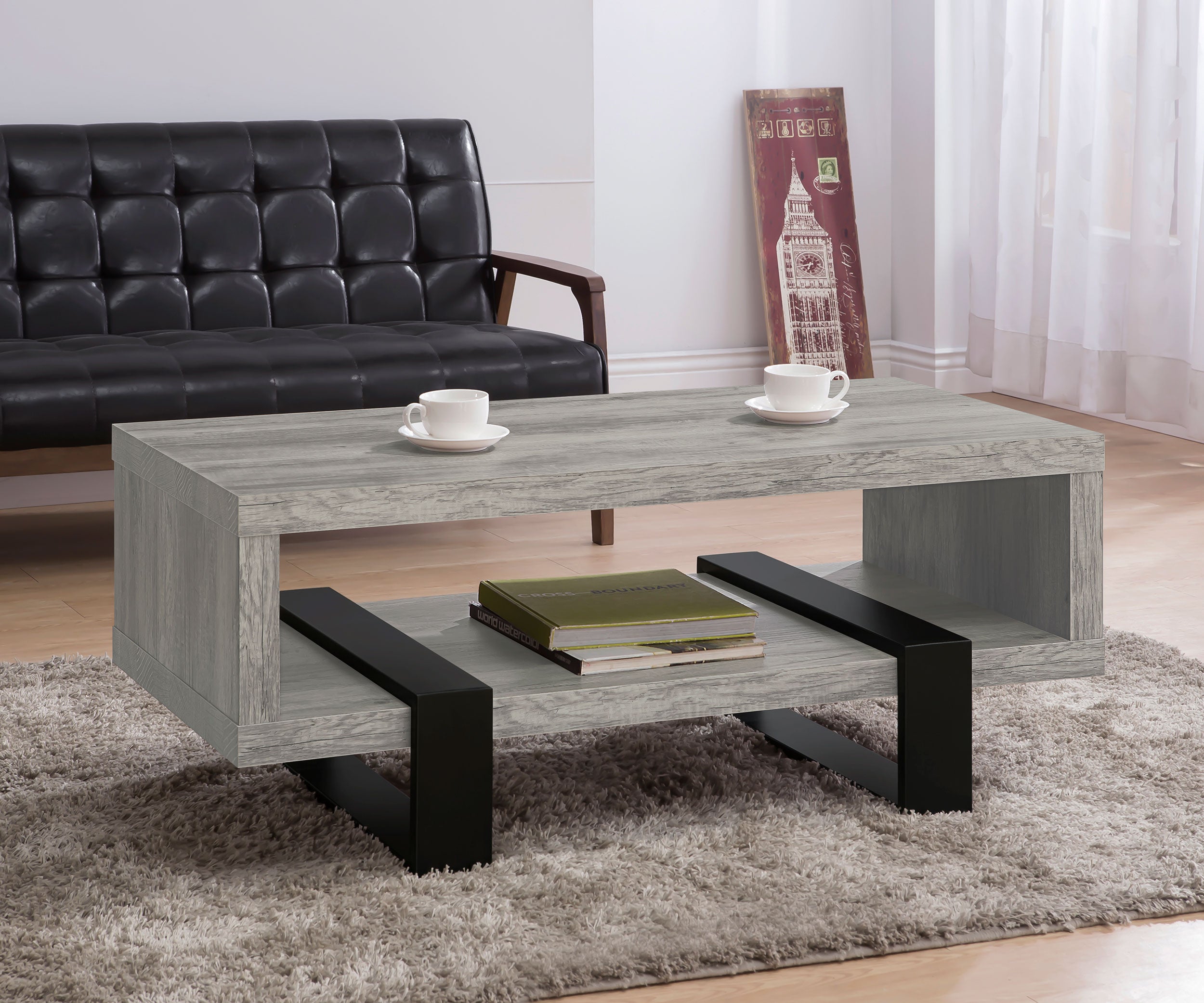 Dinard Engineered Wood Cocktail Coffee Table Grey Driftwood — view 2