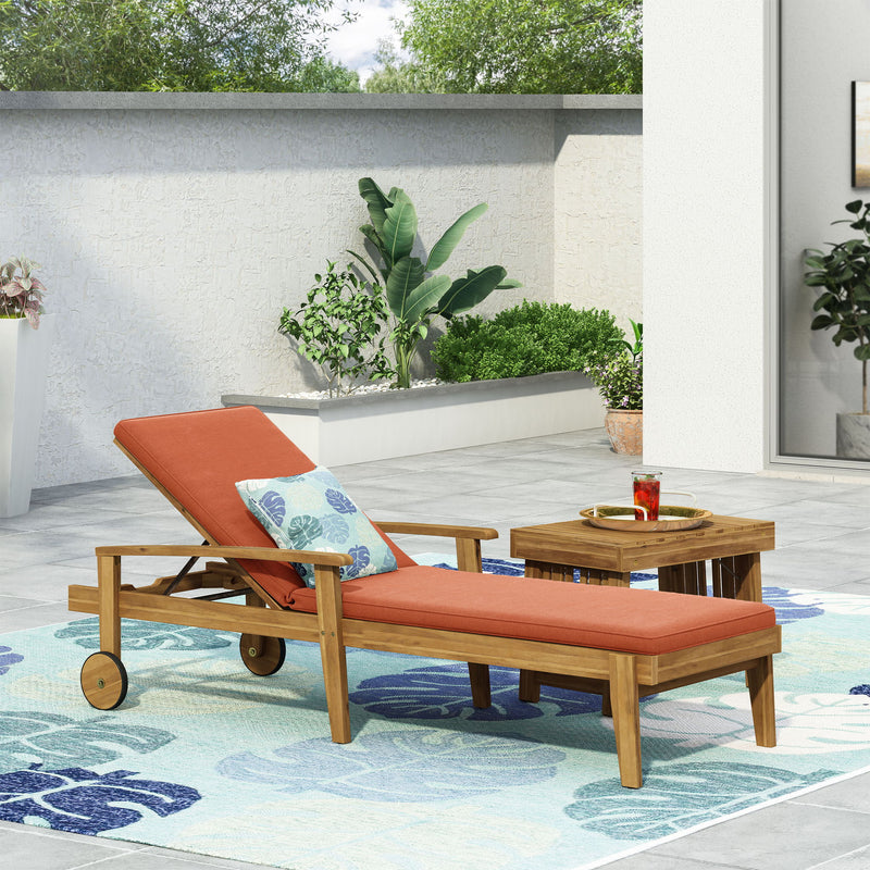Jason - Black Chaise Lounge Adjustable Acacia Wood Outdoor Furniture