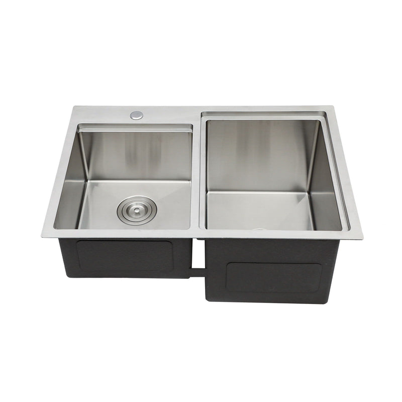 Outdoor Double Bowl Drop In Sink With Workstation - Brushed Nickel