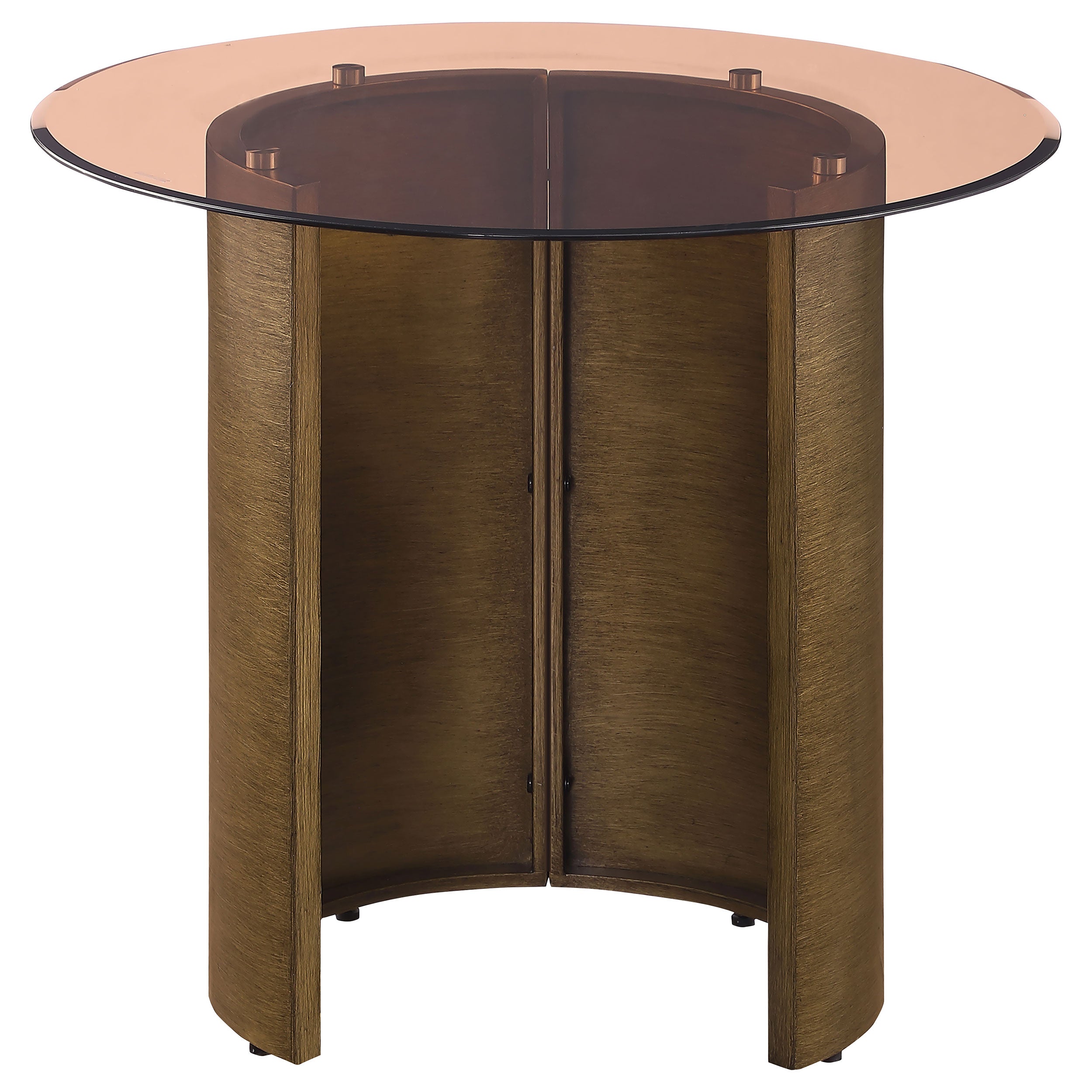 Morena Round Tawny Glass Top Side End Table Brushed Bronze — view 3