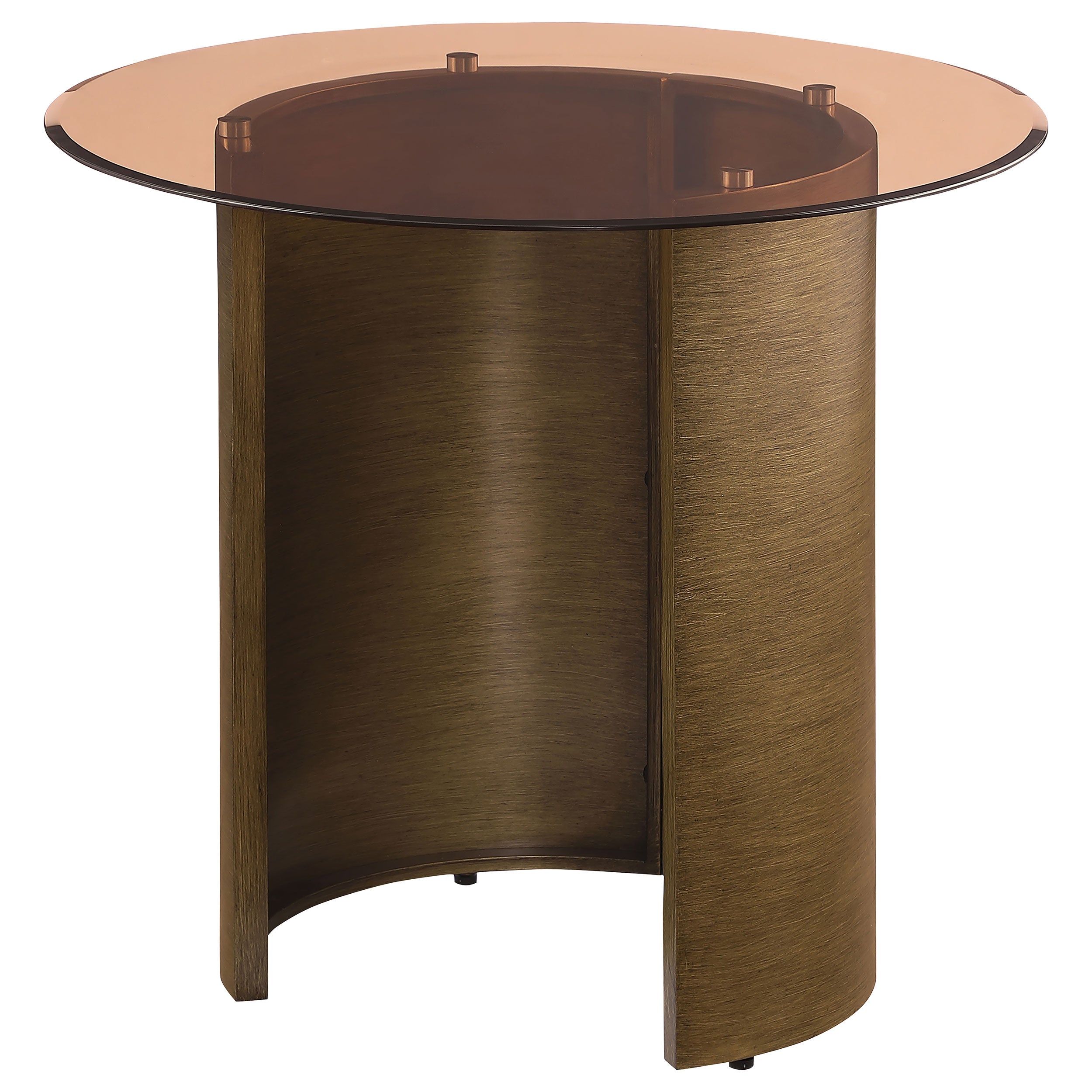 Morena Round Tawny Glass Top Side End Table Brushed Bronze — view 4