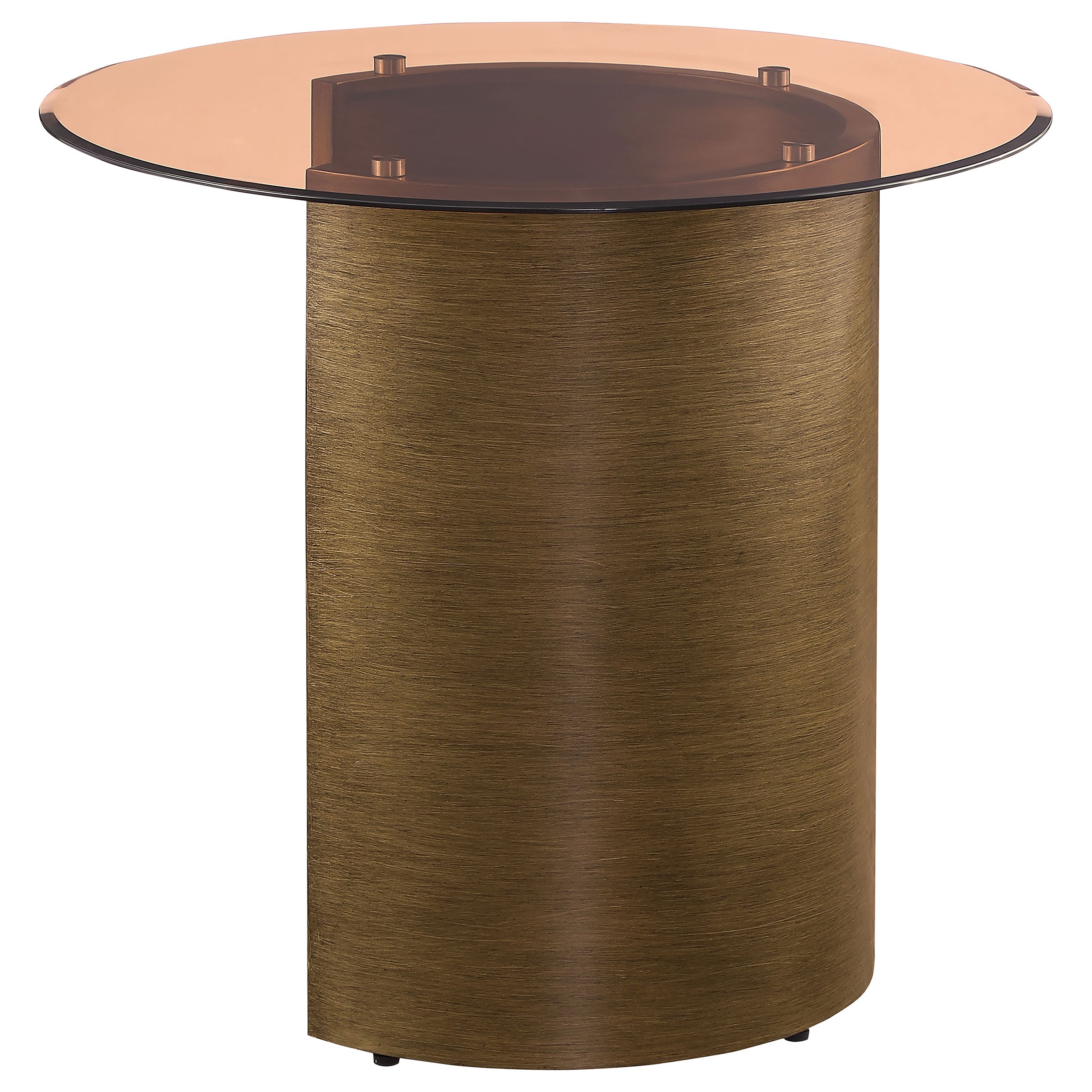 Morena Round Tawny Glass Top Side End Table Brushed Bronze — view 5