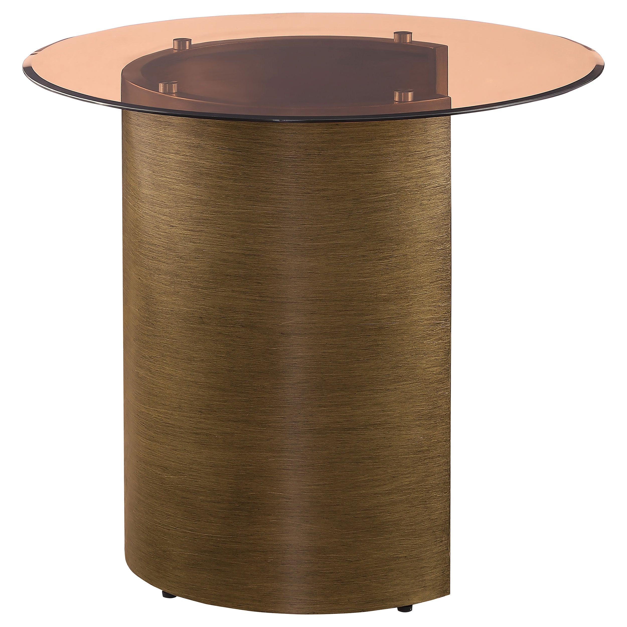 Morena Round Tawny Glass Top Side End Table Brushed Bronze — view 9