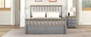 Queen Size Wood Platform Bed with Two Drawers and Wooden Slat Support,Gray+Natrual