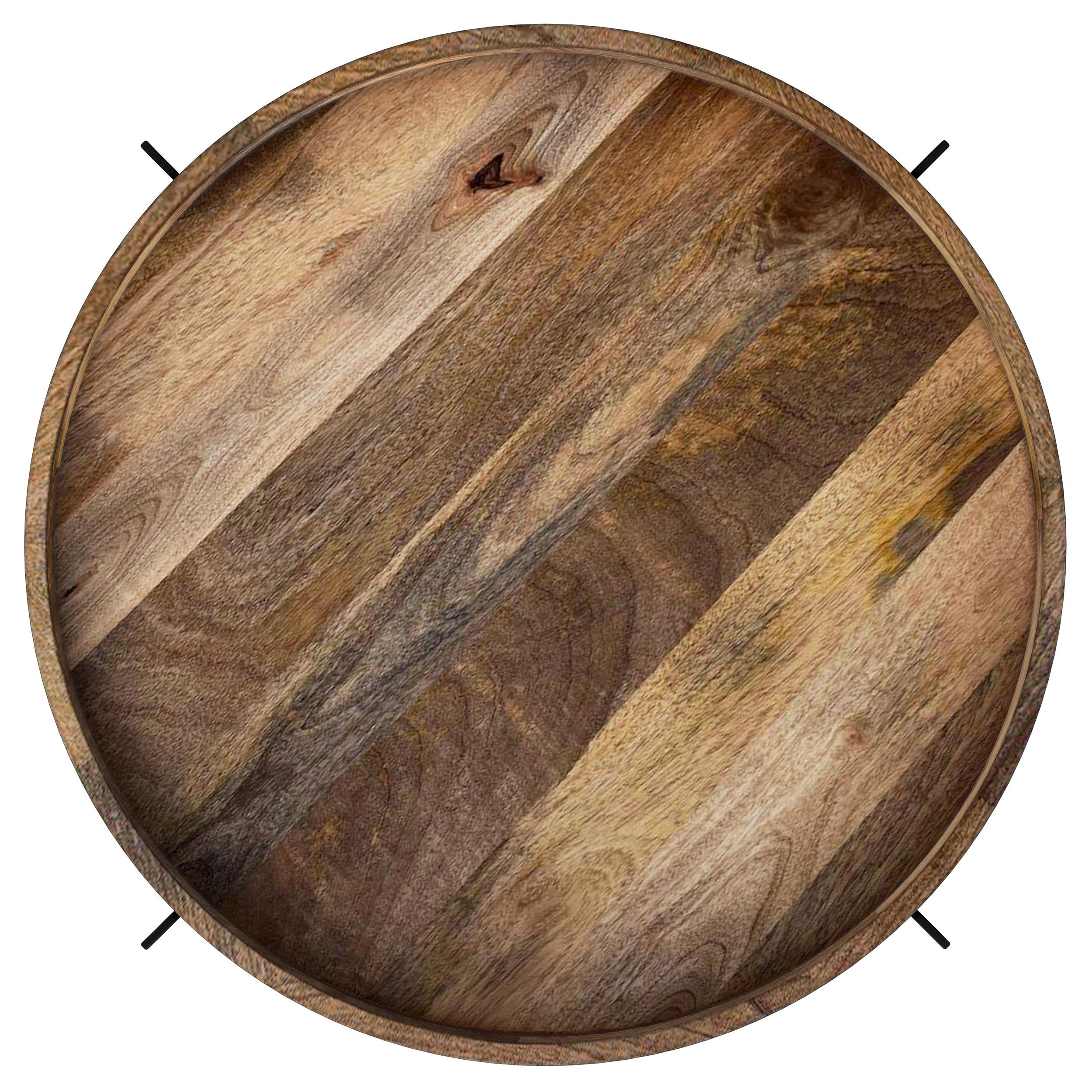 Adhvik Round Wood Top Marble Shelf Coffee Table Natural — view 4