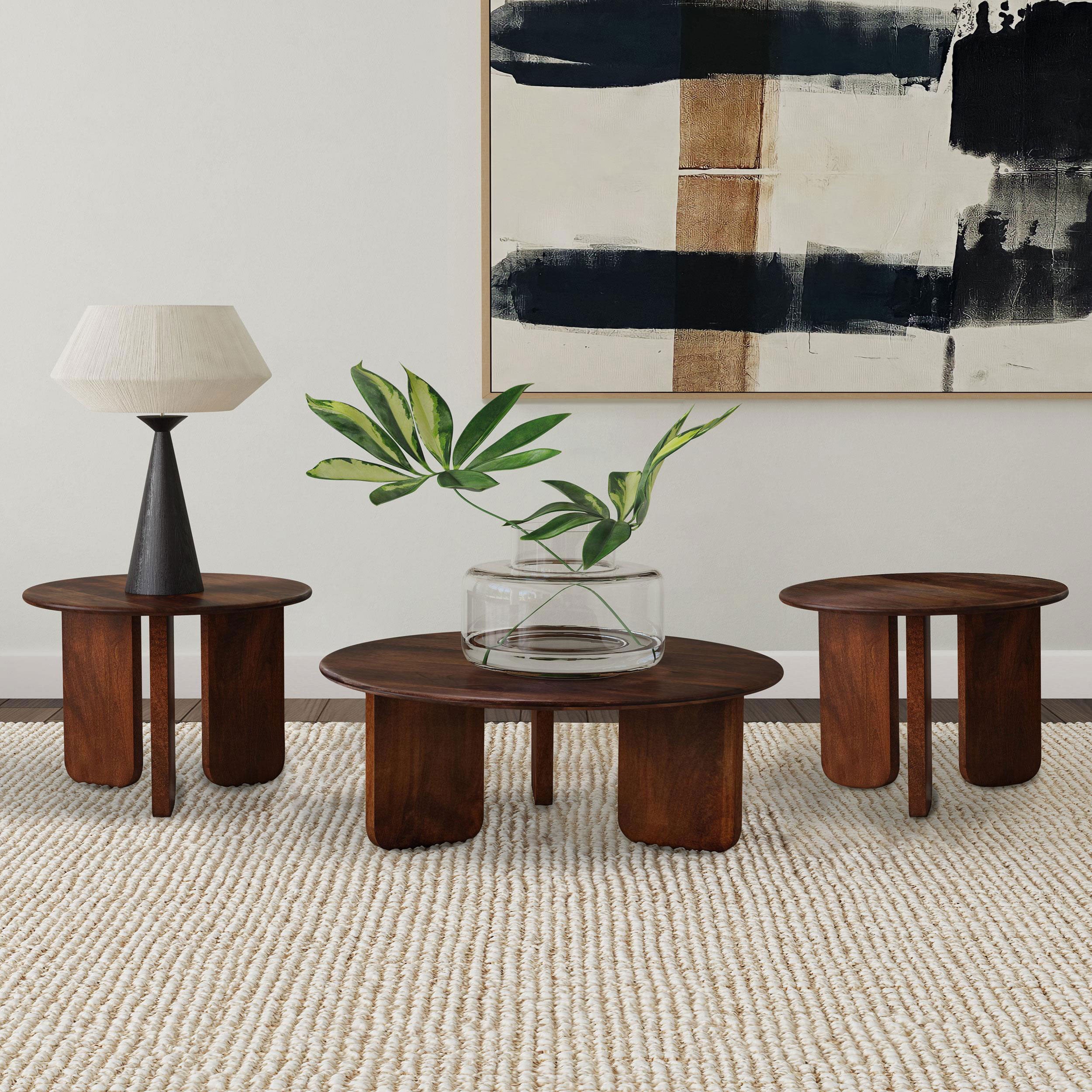 Dale 3-piece Solid Wood Coffee and End Table Set Brown — view 1
