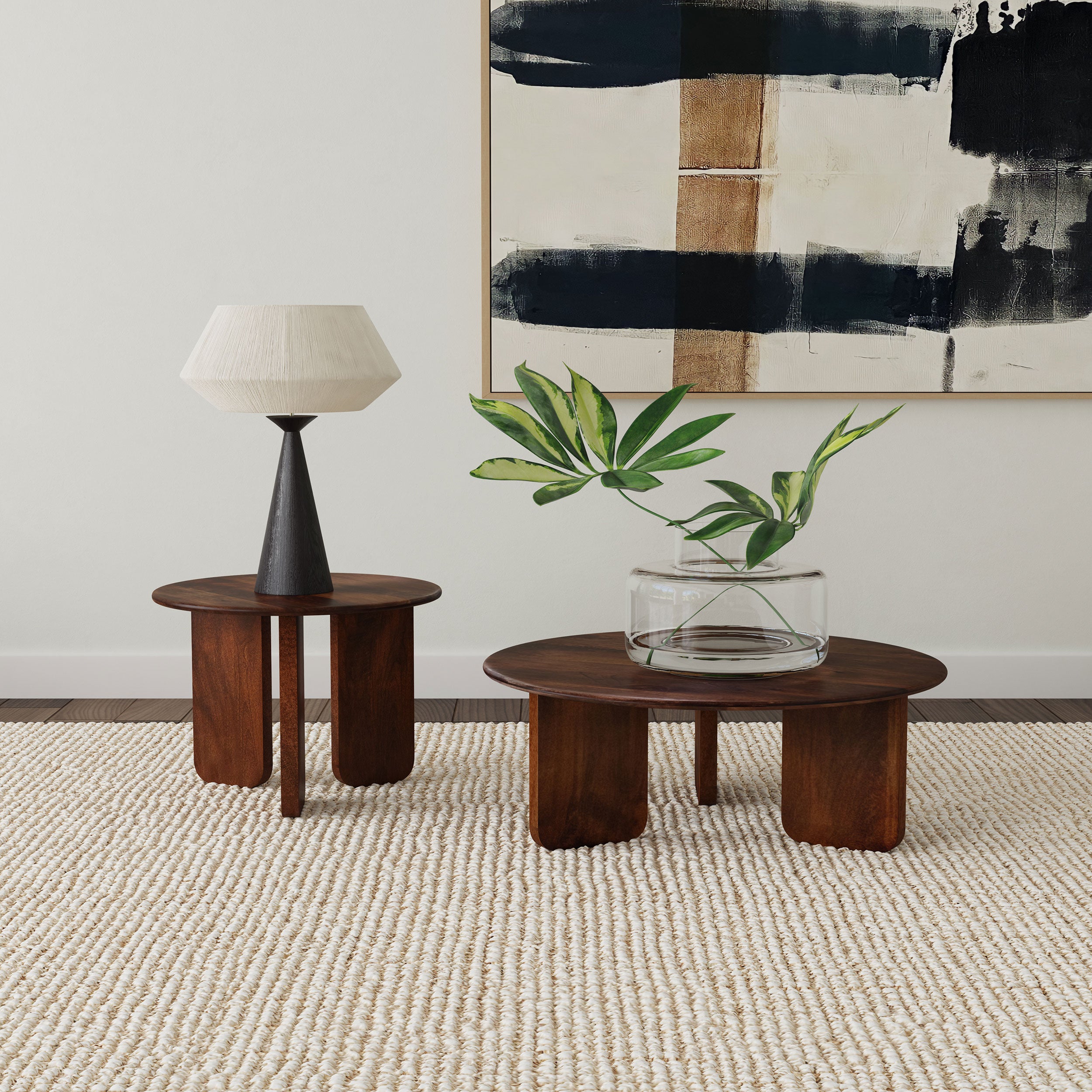 Dale Round Solid Mango Wood Coffee Table Brown — view 6