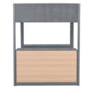 Full Size Teddy FleeceLoft Bed Wood Bed, Gray