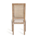 French Country Dining Chair With Rectangular Cane Backrest And Smooth Upholstered Seating