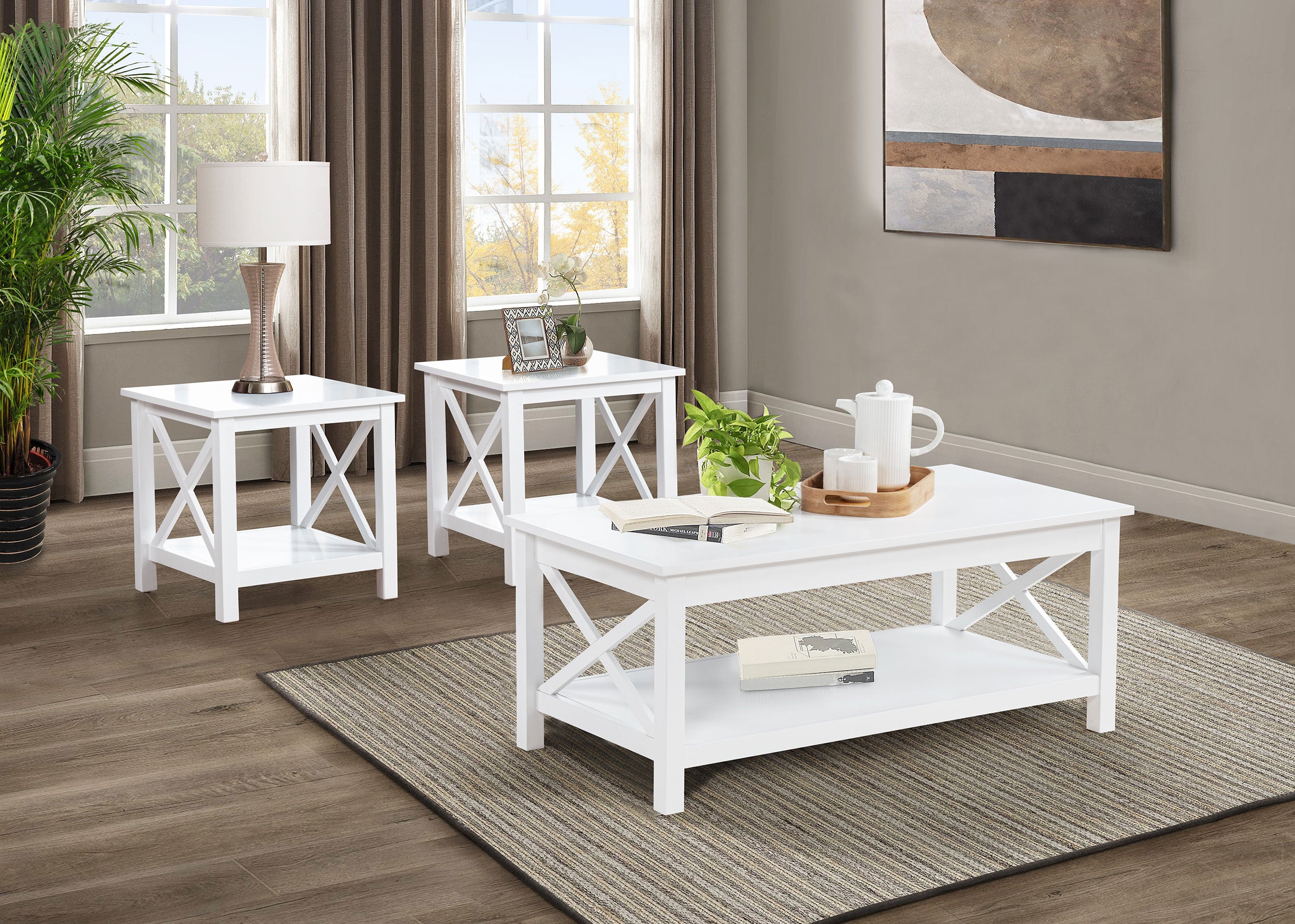 Skyview 3-piece Rectangular Lift Top Coffee Table Set White — view 1