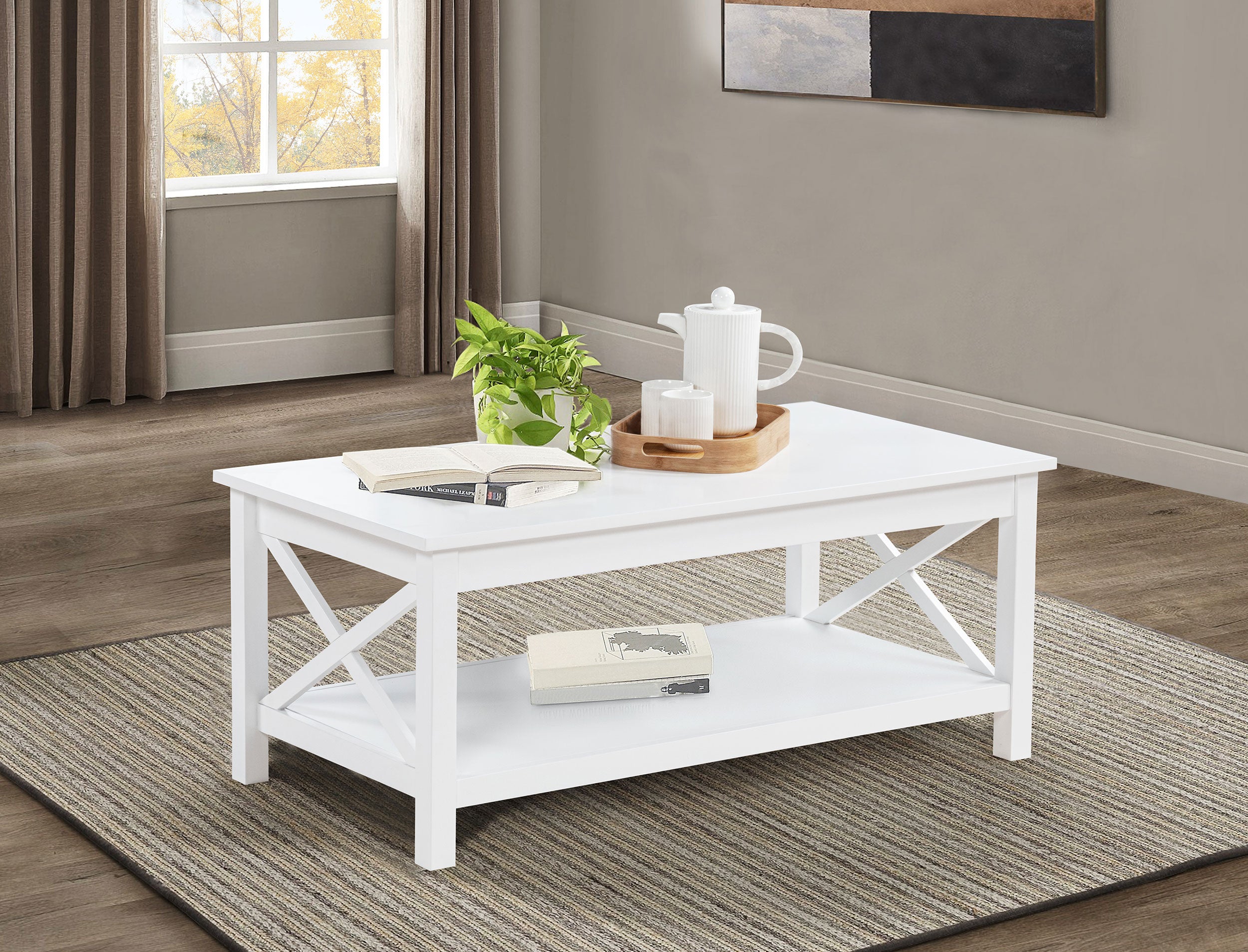 Skyview 44-inch Rectangular Lift Top Coffee Table White — view 2