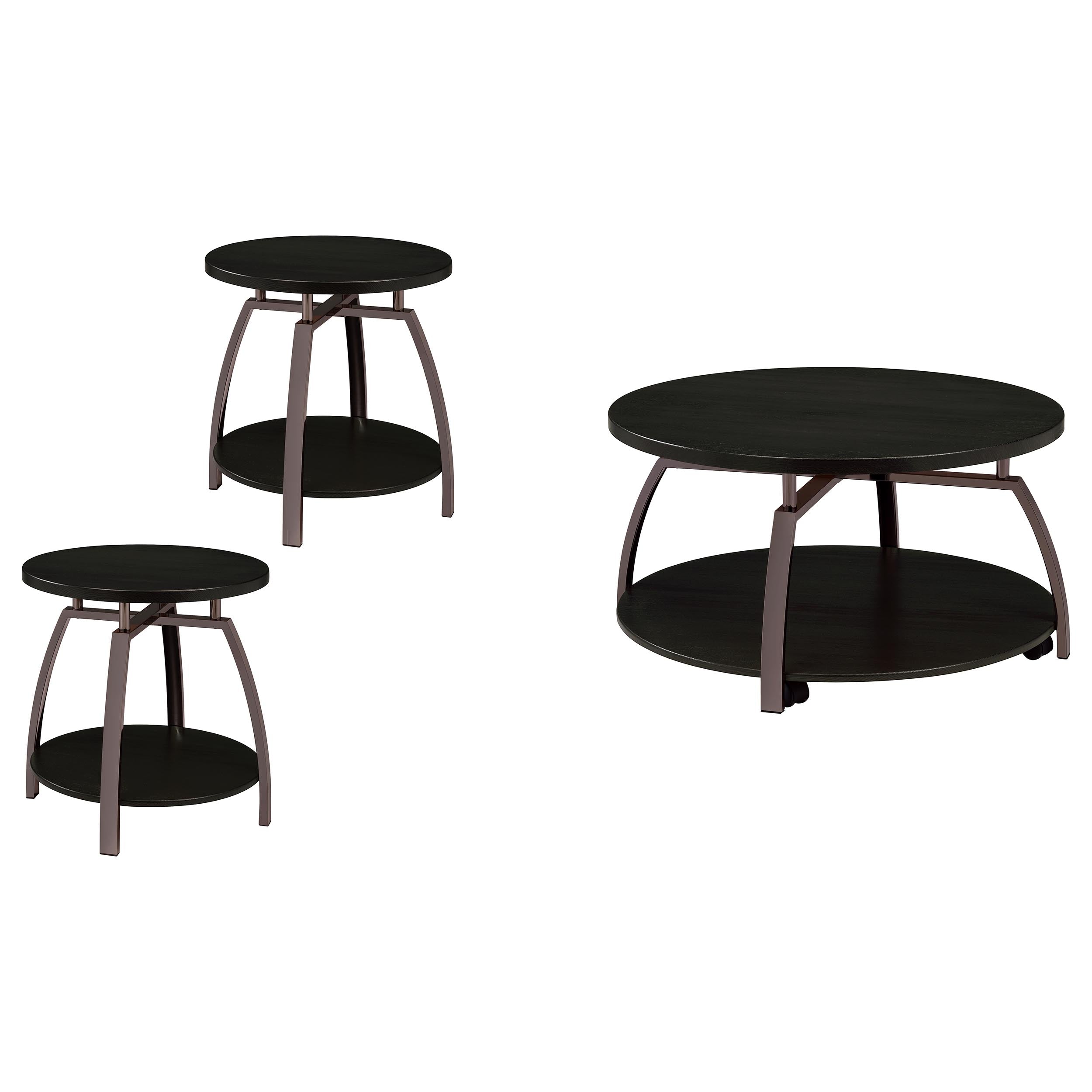 Dacre 3-piece Round Coffee and End Table Set Dark Charcoal — view 2