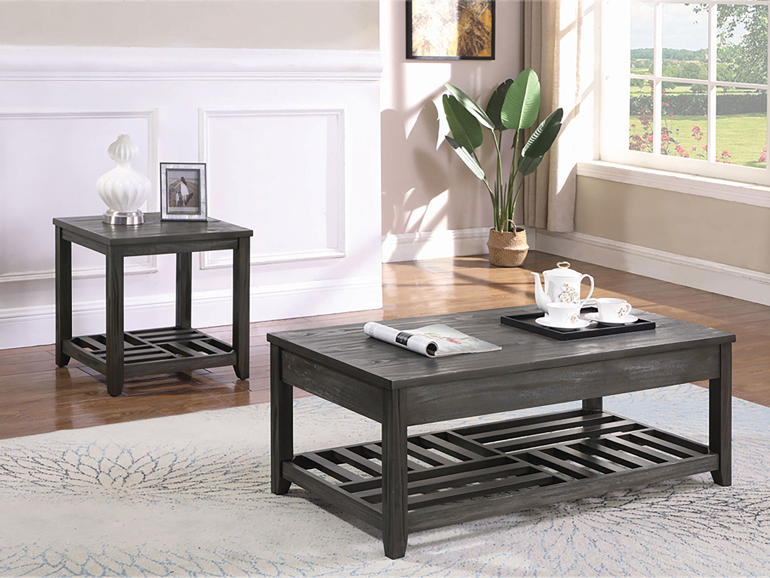 Cliffview Rectangular Wood Lift Top Coffee Table Grey — view 8