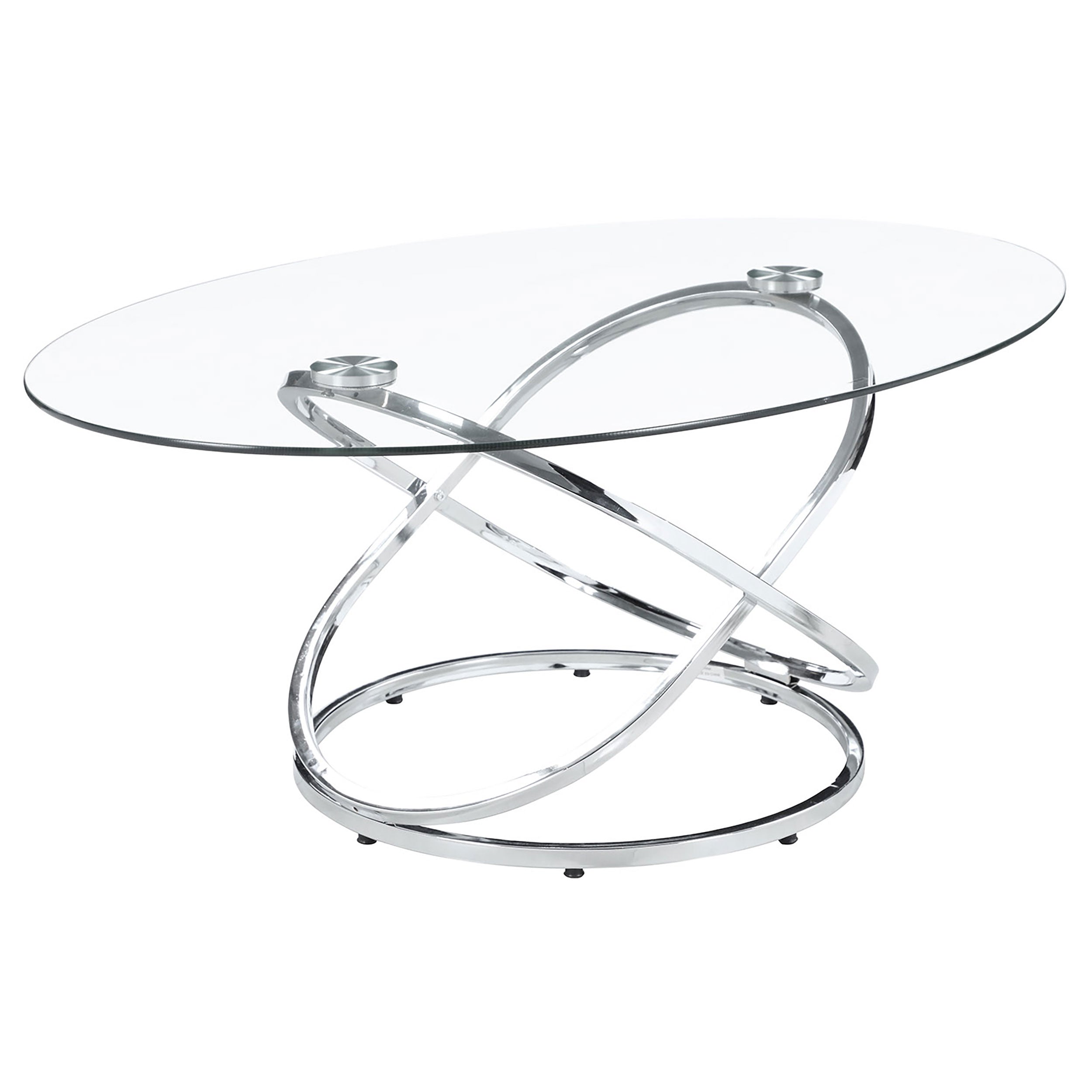 Warren 3-piece Oval Glass Top Coffee Table Set Chrome — view 3