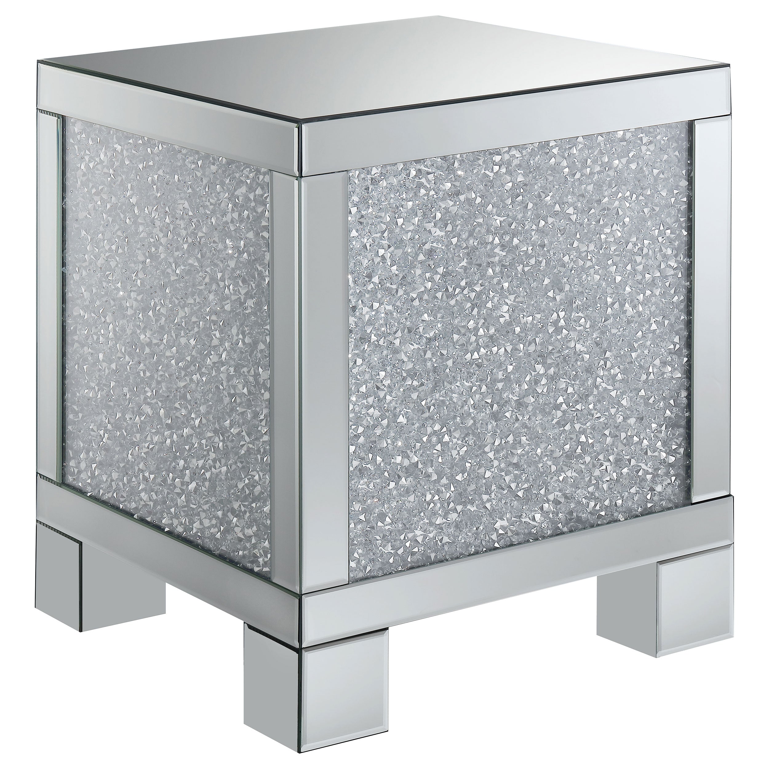 Gillian Rectangular Mirrored Acrylic Side End Table Silver — view 1