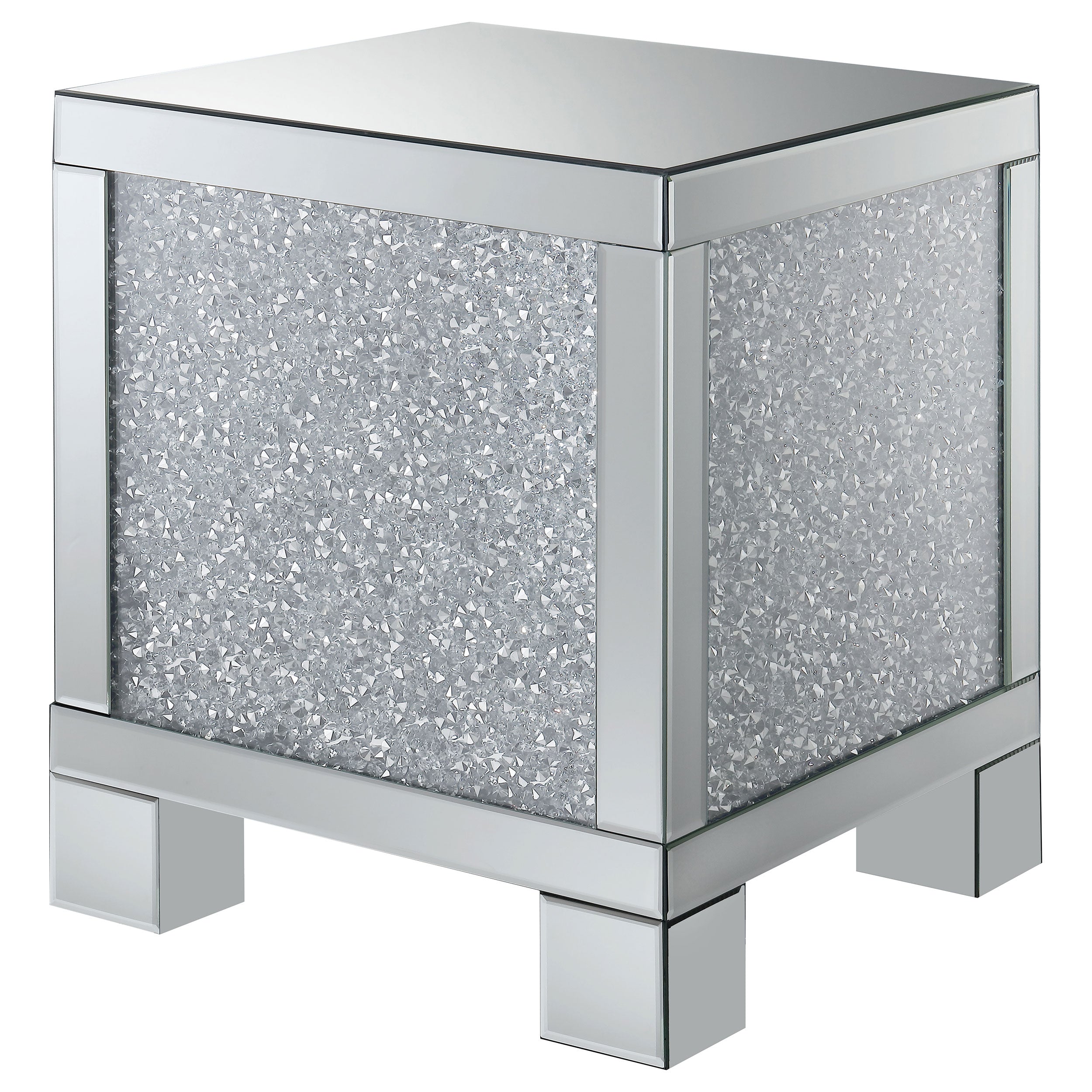 Gillian Rectangular Mirrored Acrylic Side End Table Silver — view 3