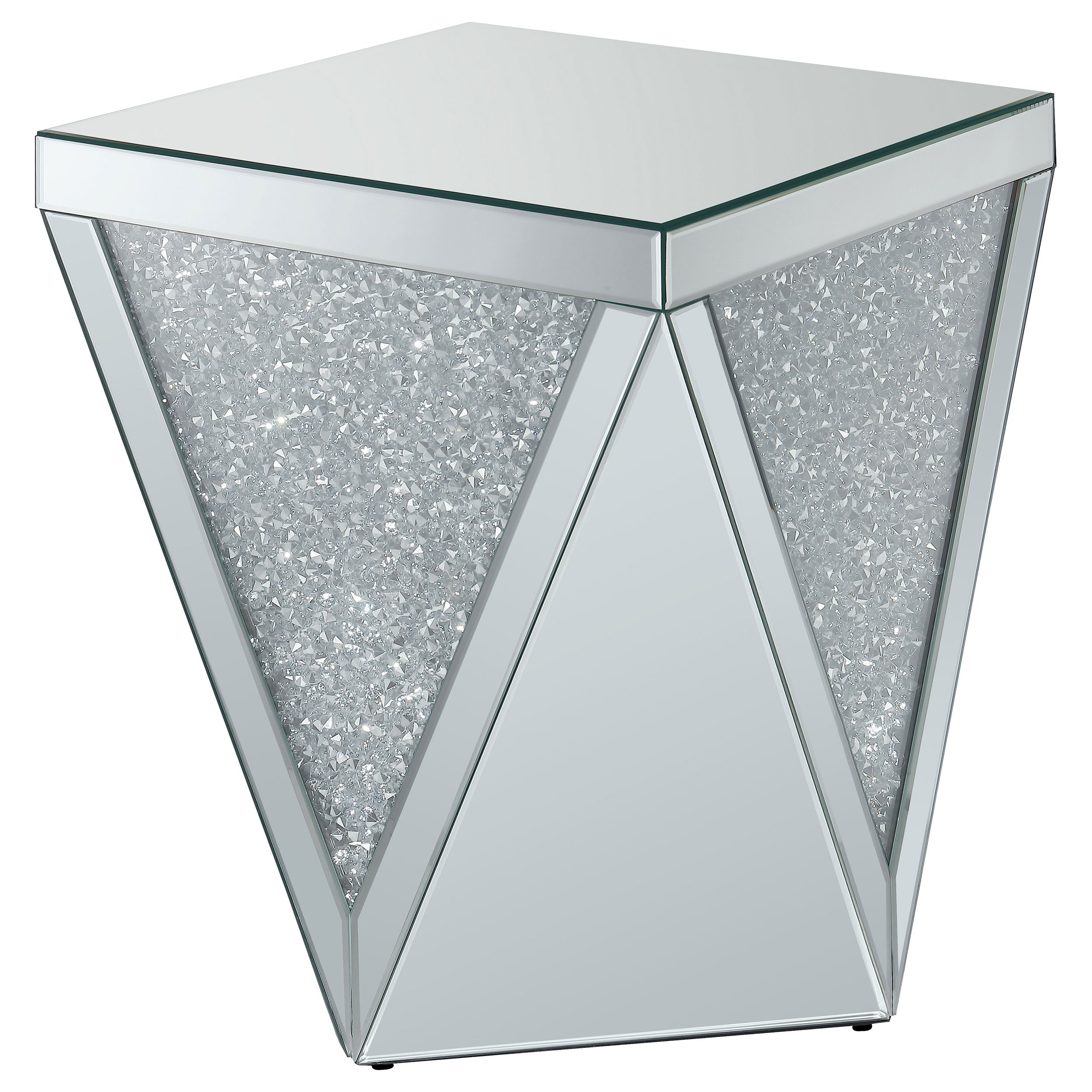 Amore Square Mirrored Acrylic Crystal Side End Table Silver — view 4