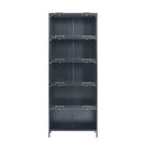 Modern Steel Display Cabinet With Glass Doors And LED Lights, 5 Tier Steel Barrister Bookcase For Home Or Office - Black