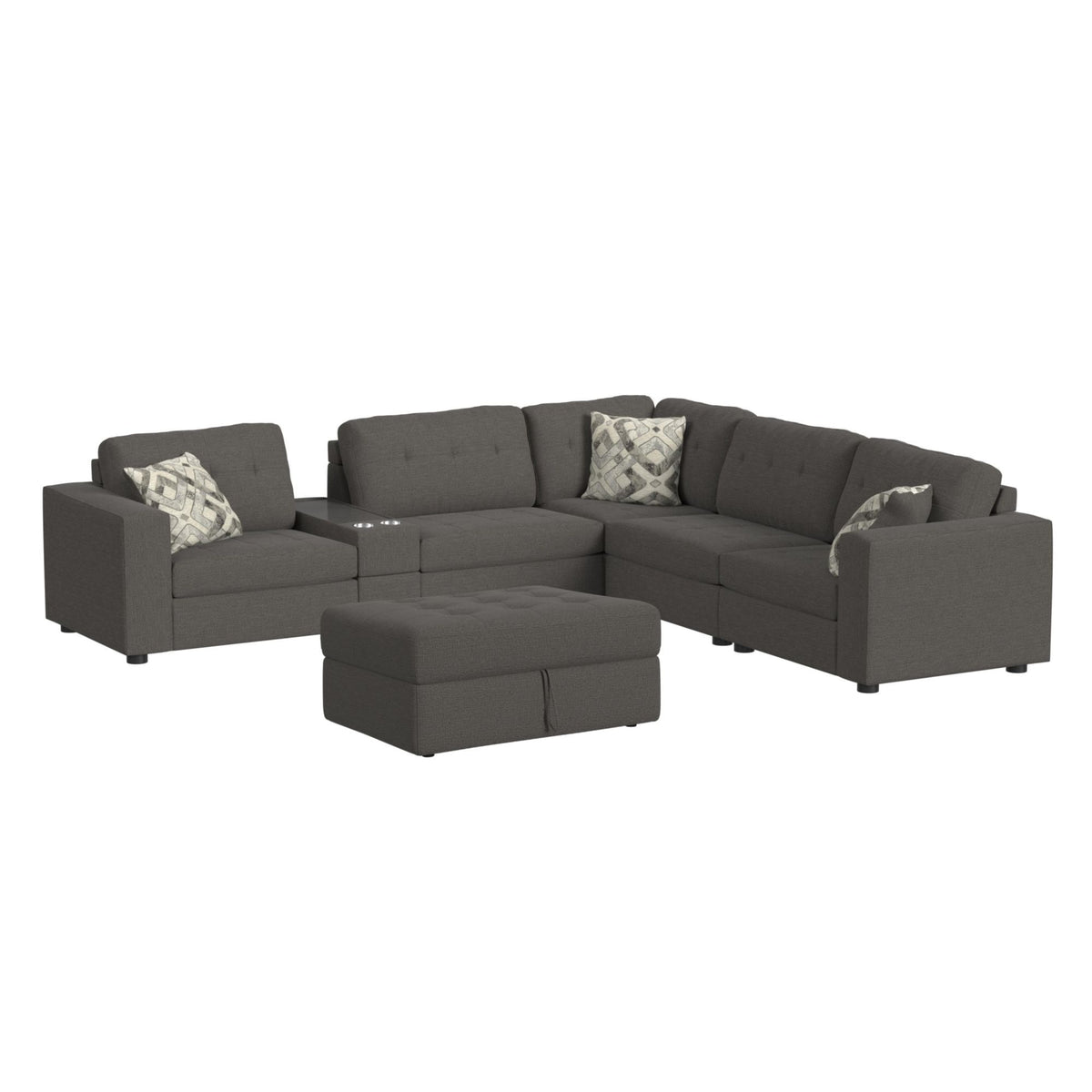 Options One Living Room Set Sectional in Blue by Elements International