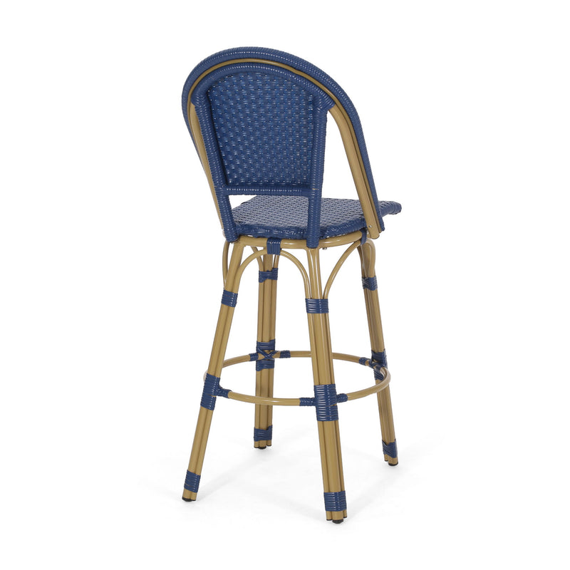 Outdoor Rattan And Aluminum French Barstools (Set of 2)