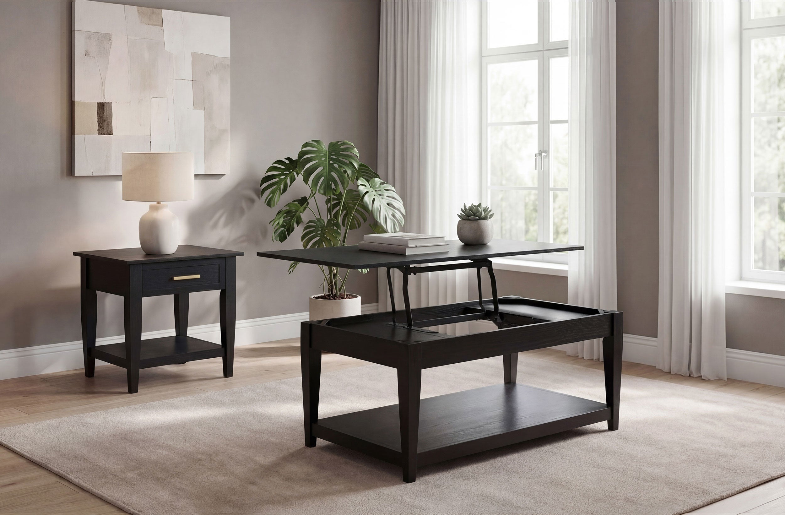 Lindenton 1-drawer Wood Occasional Side End Table Black — view 14