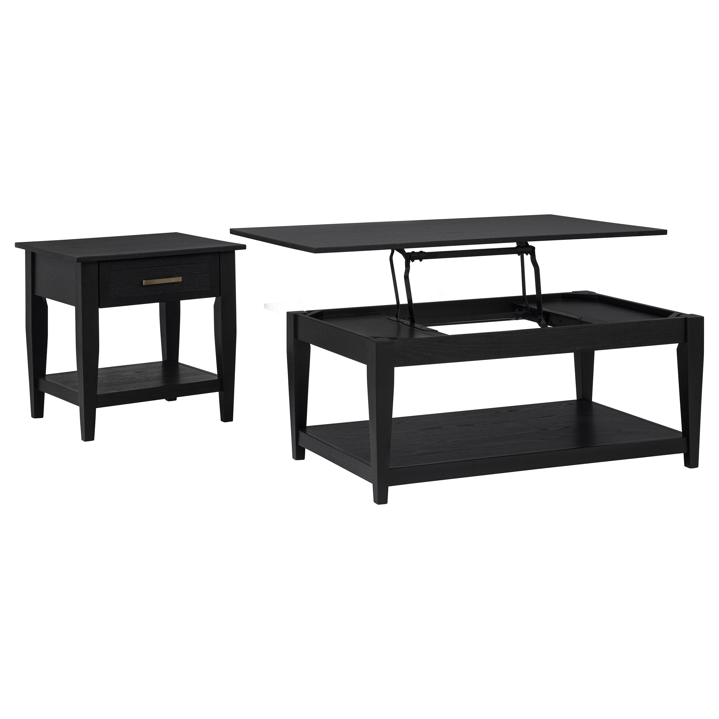 Lindenton 2-piece Wood Lift-Top Coffee and End Table Set Black — view 4