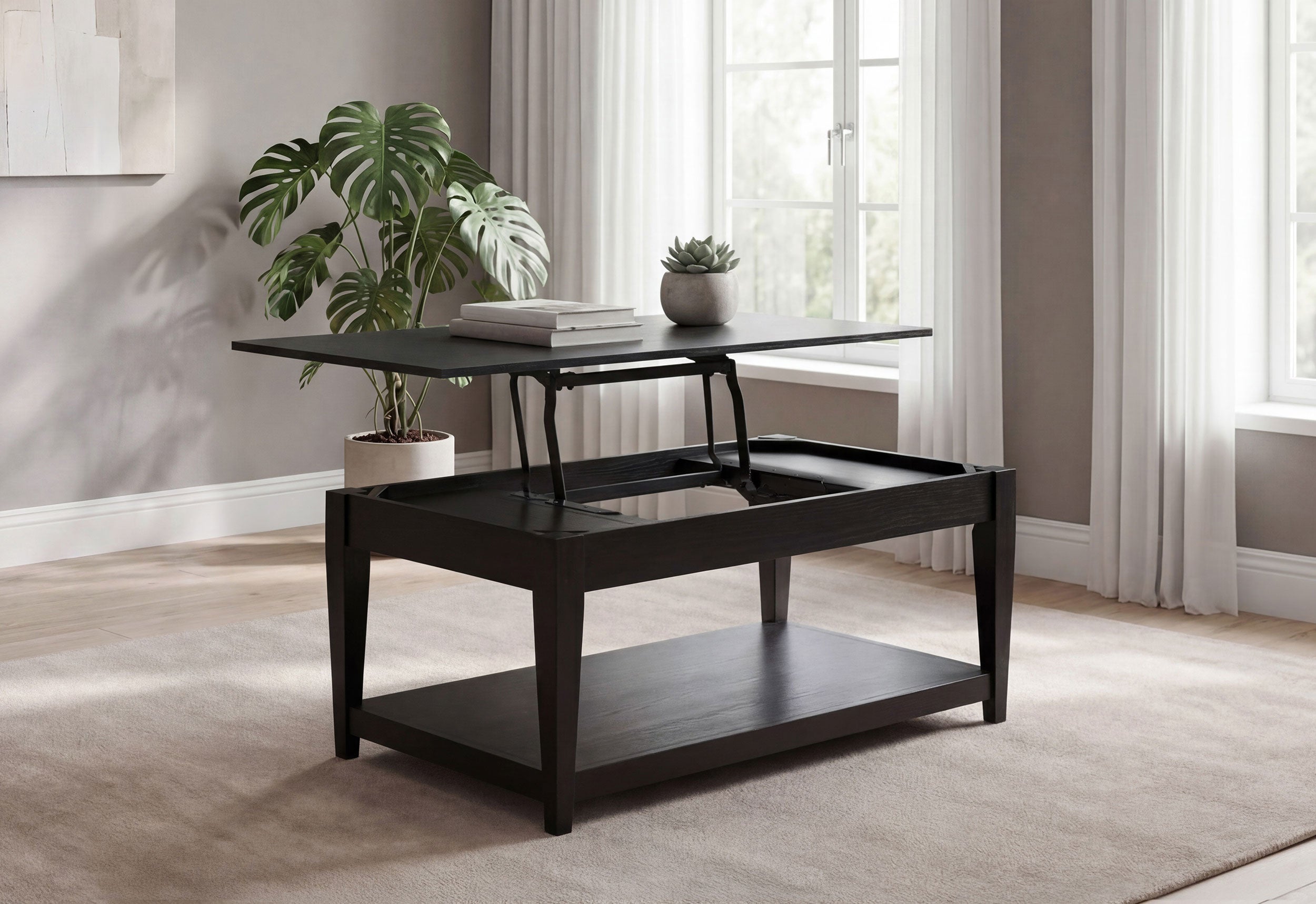 Lindenton Lift-Top Occasional Cocktail Coffee Table Black — view 3