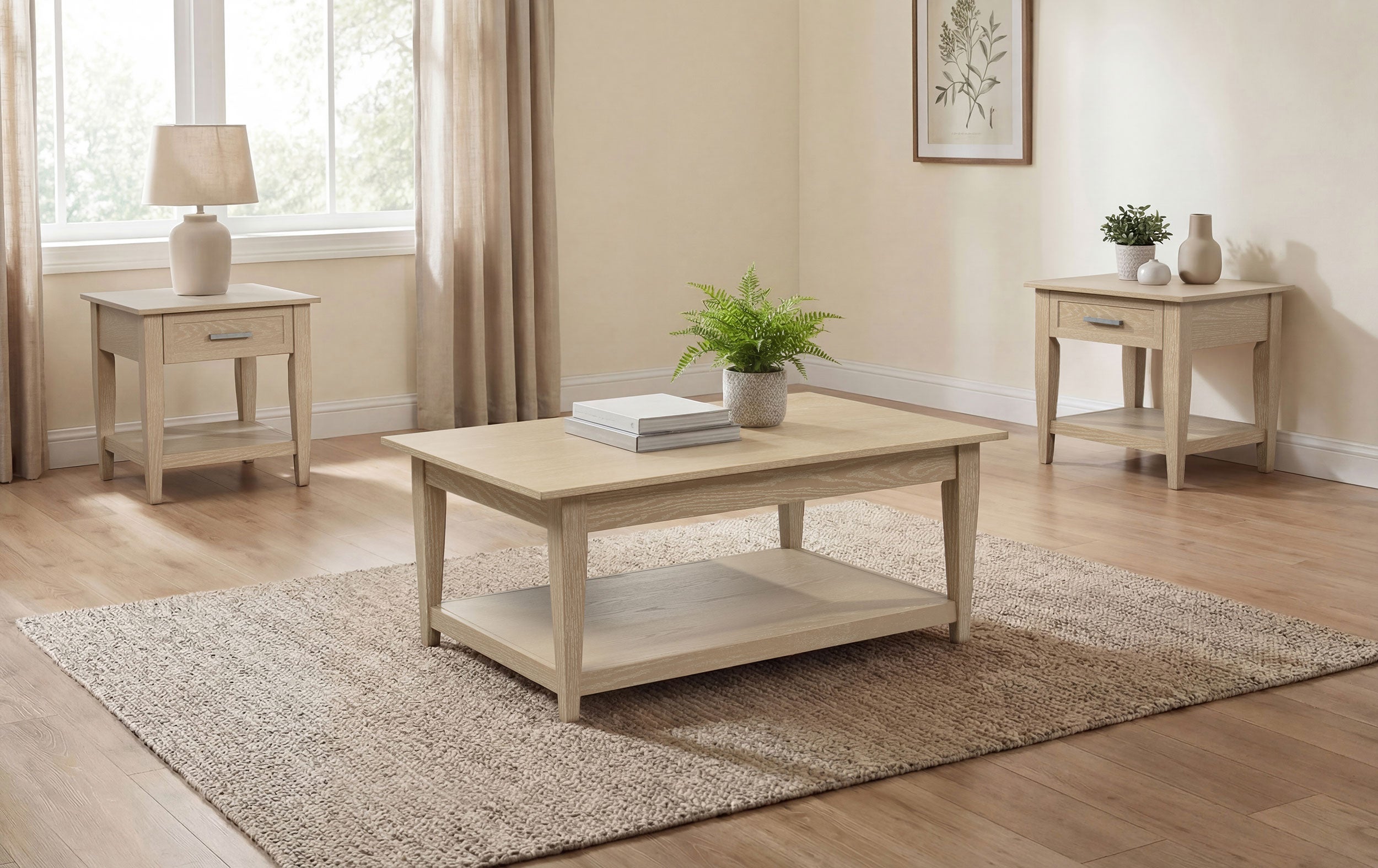 Lindenton 3-piece Wood Lift-Top Coffee and End Table Set Blonde — view 2