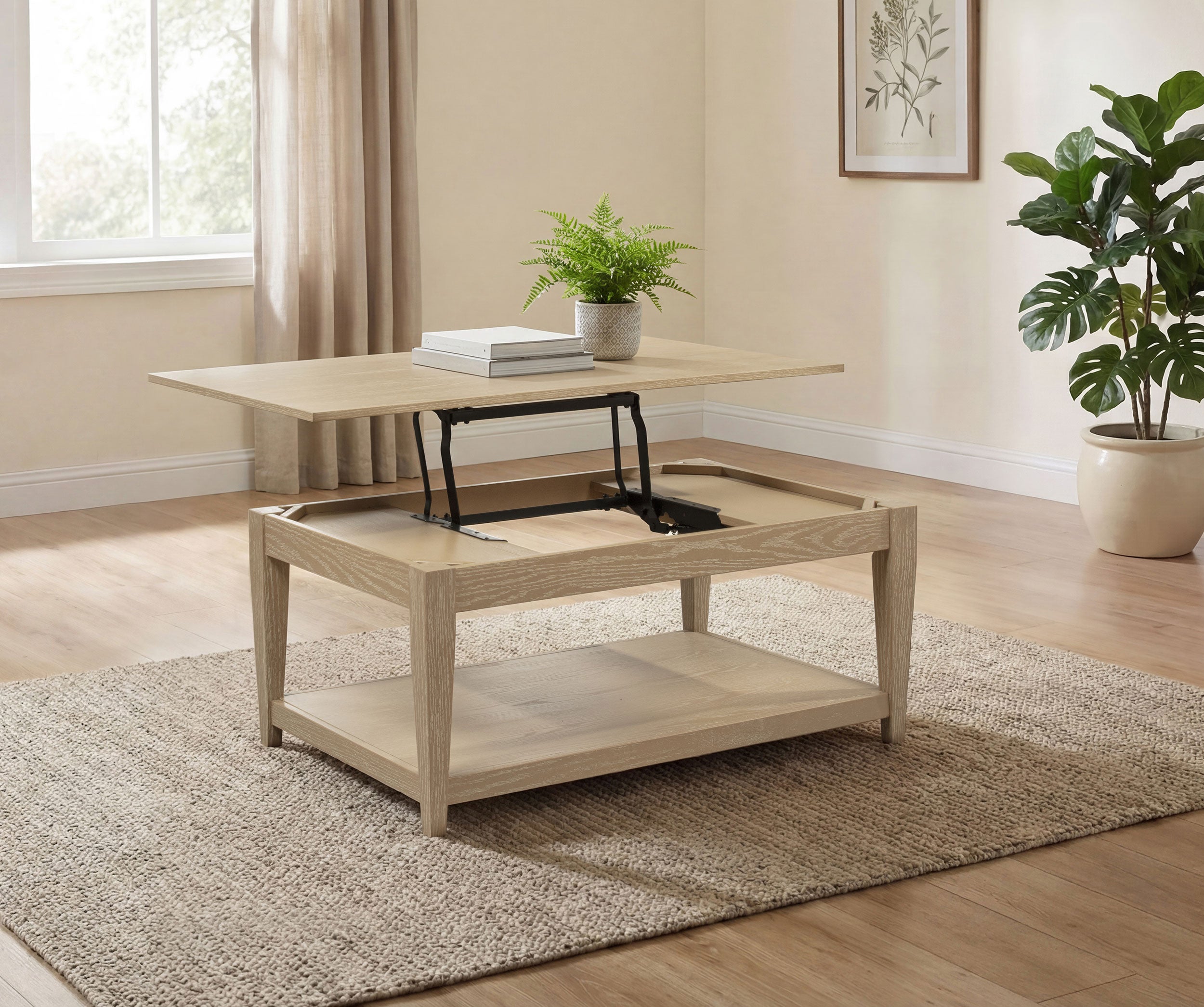 Lindenton Lift-Top Occasional Cocktail Coffee Table Blonde — view 3