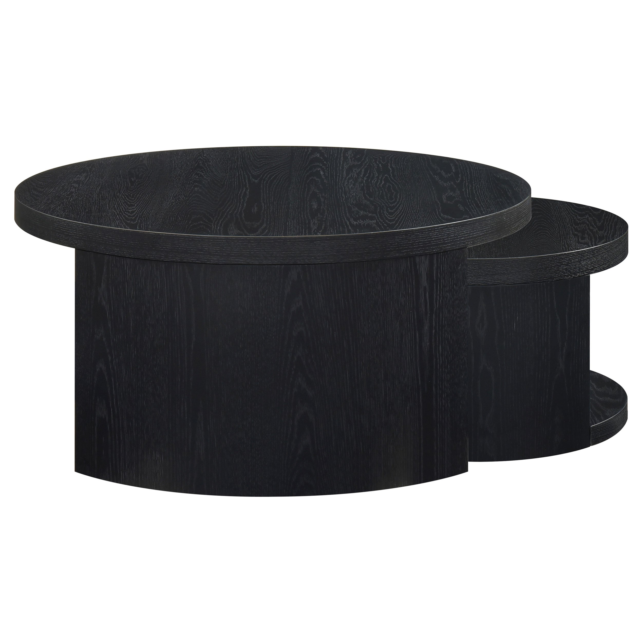 Sweeney 2-piece Round Wood Occasional Nesting Table Set Black — view 5