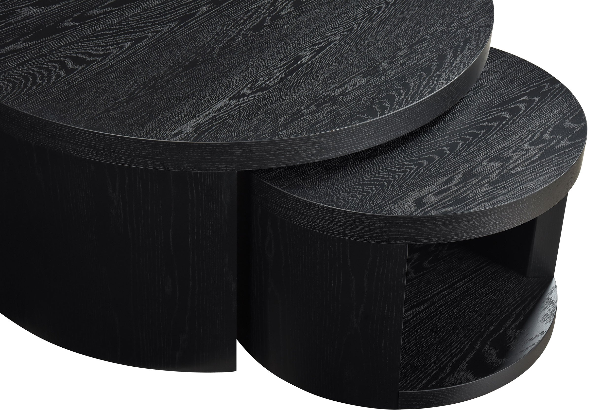 Sweeney 2-piece Round Wood Occasional Nesting Table Set Black — view 7