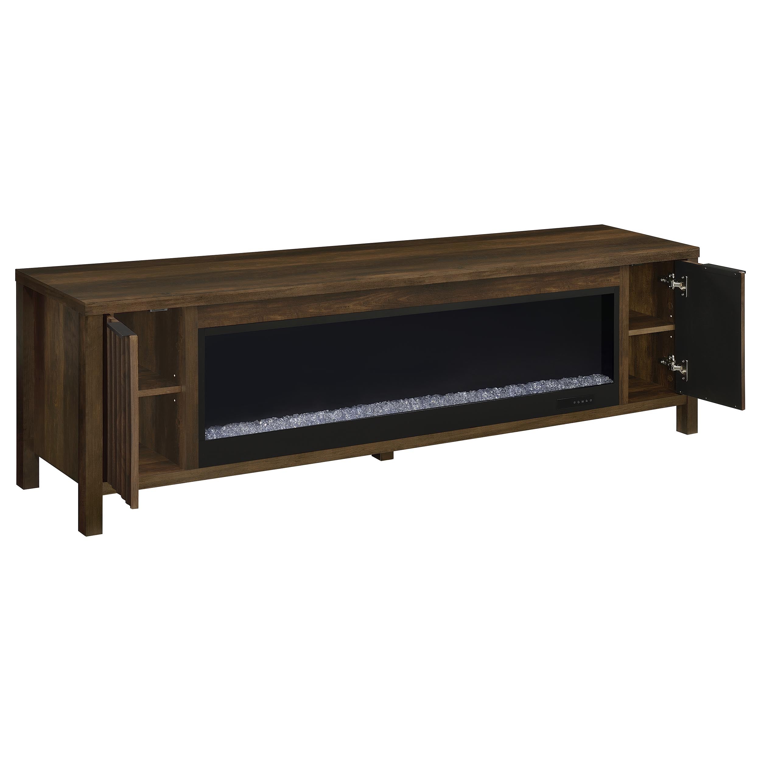 Carey 79-inch TV Stand Fireplace Media Console Dark Pine — view 3