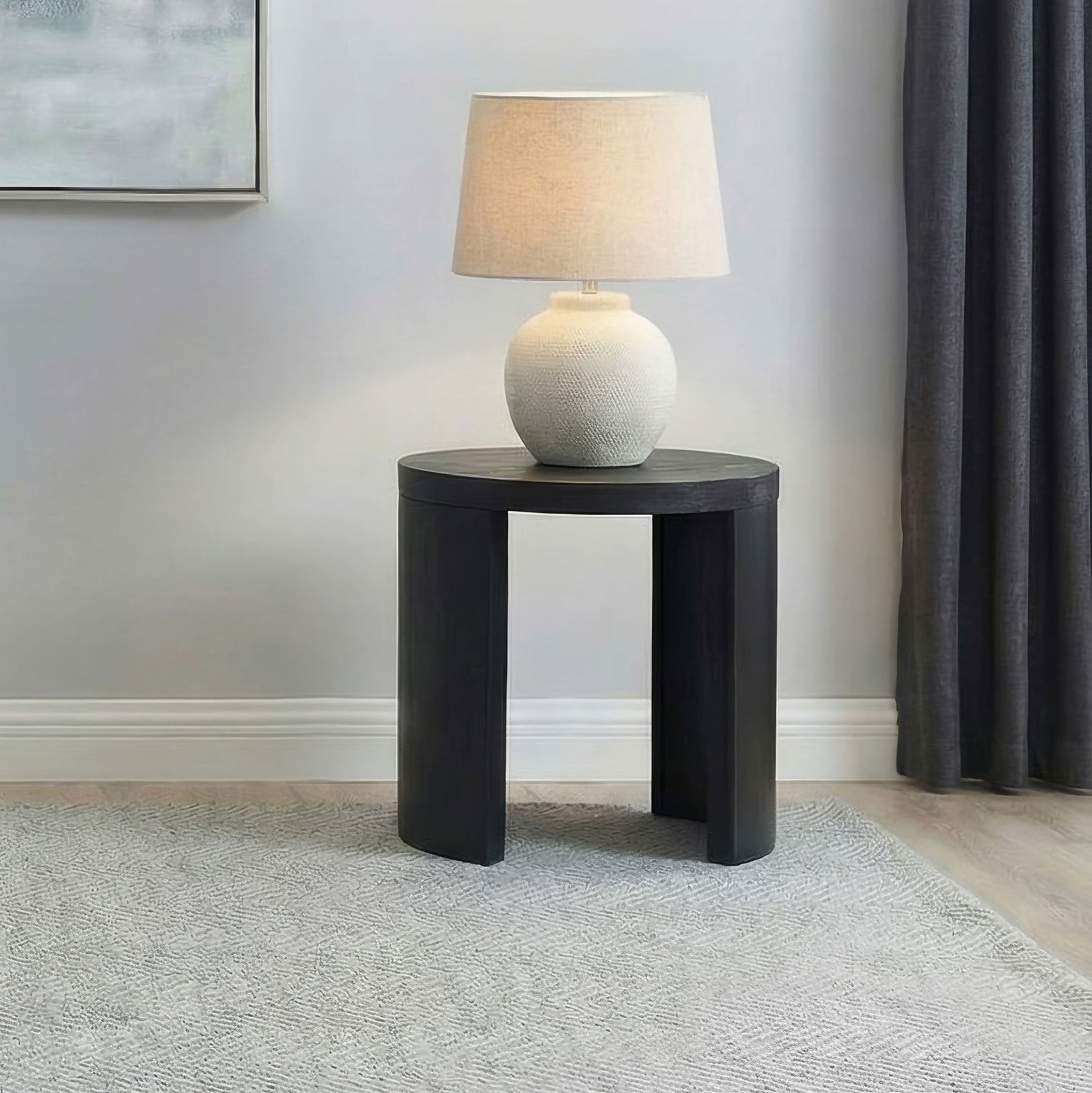 Sweeney 24-inch Round Wood Occasional Side End Table Black — view 2