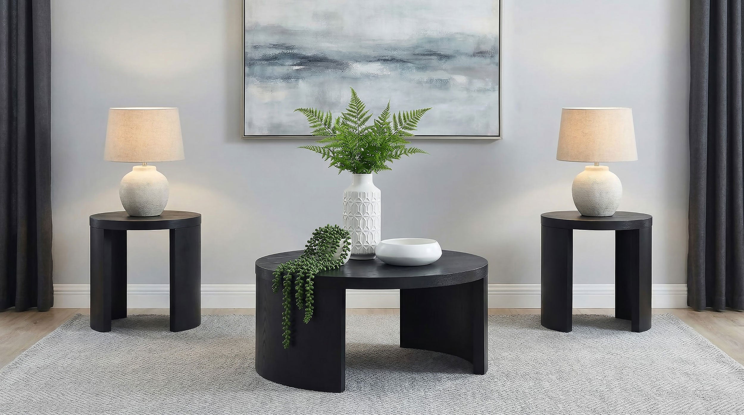 Sweeney 3-piece Coffee and End Occasional Table Set Black — view 1