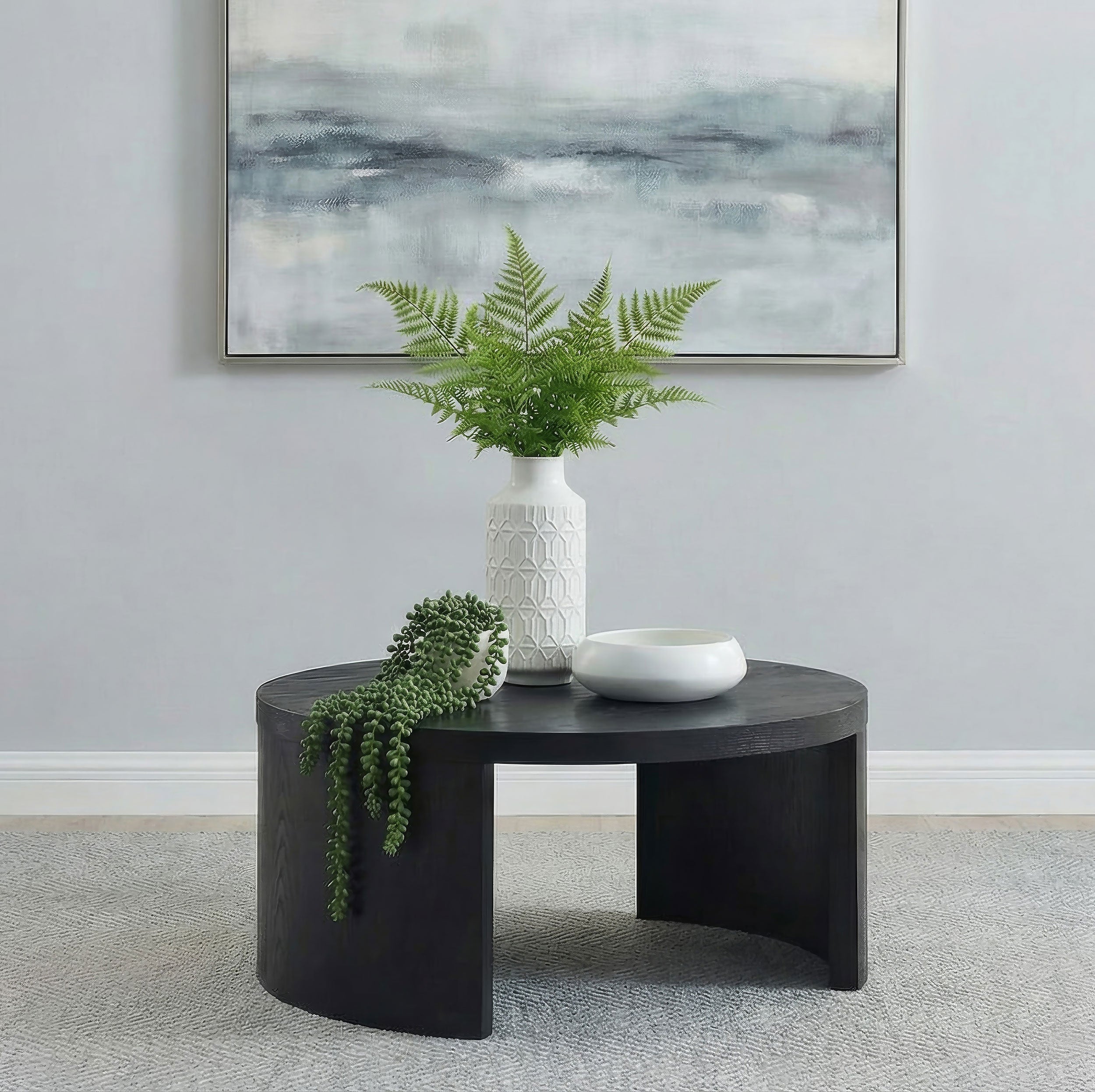 Sweeney 39-inch Round Wood Occasional Cocktail Coffee Table Black — view 2