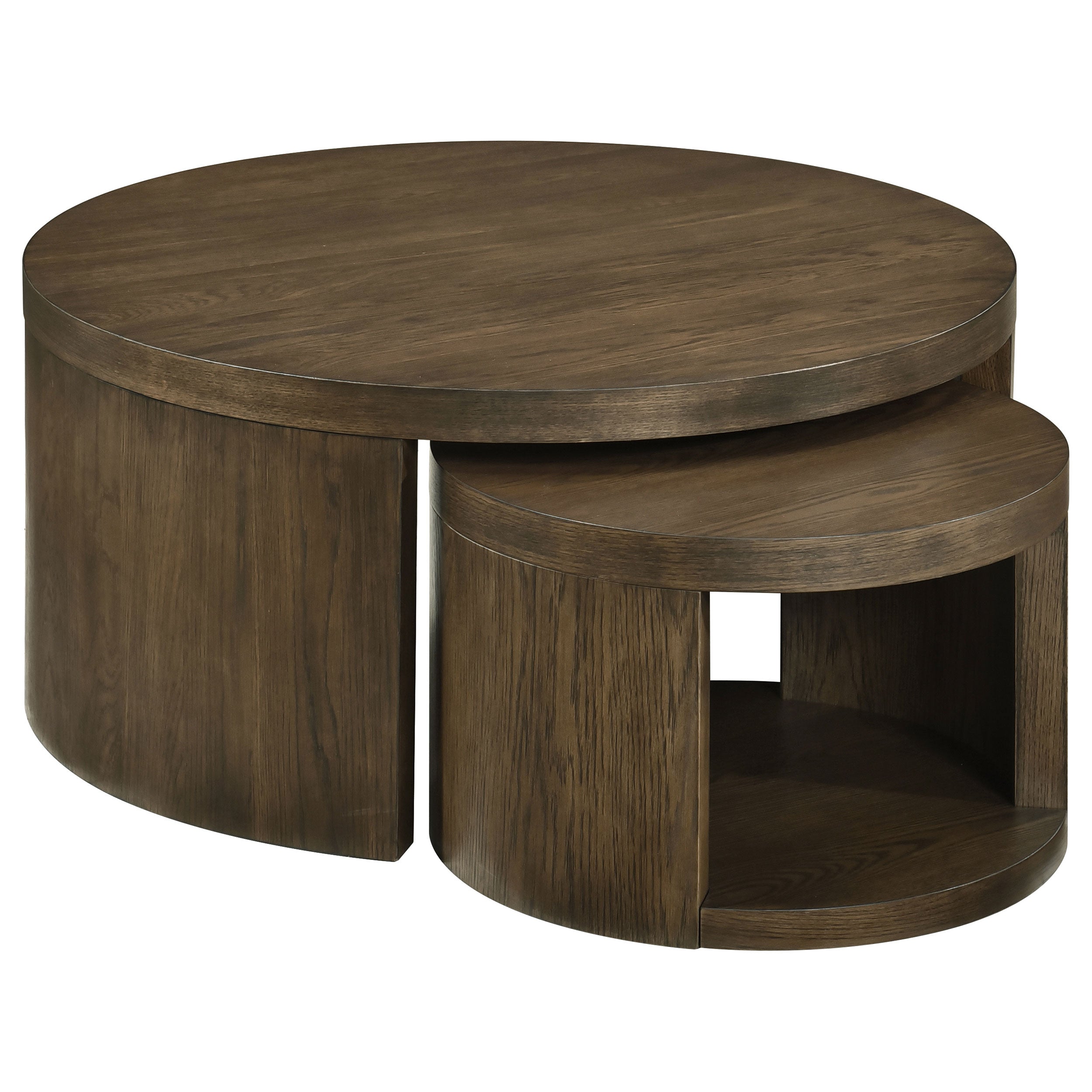 Sweeney 2-piece Round Wood Occasional Nesting Table Set Dark Walnut — view 1