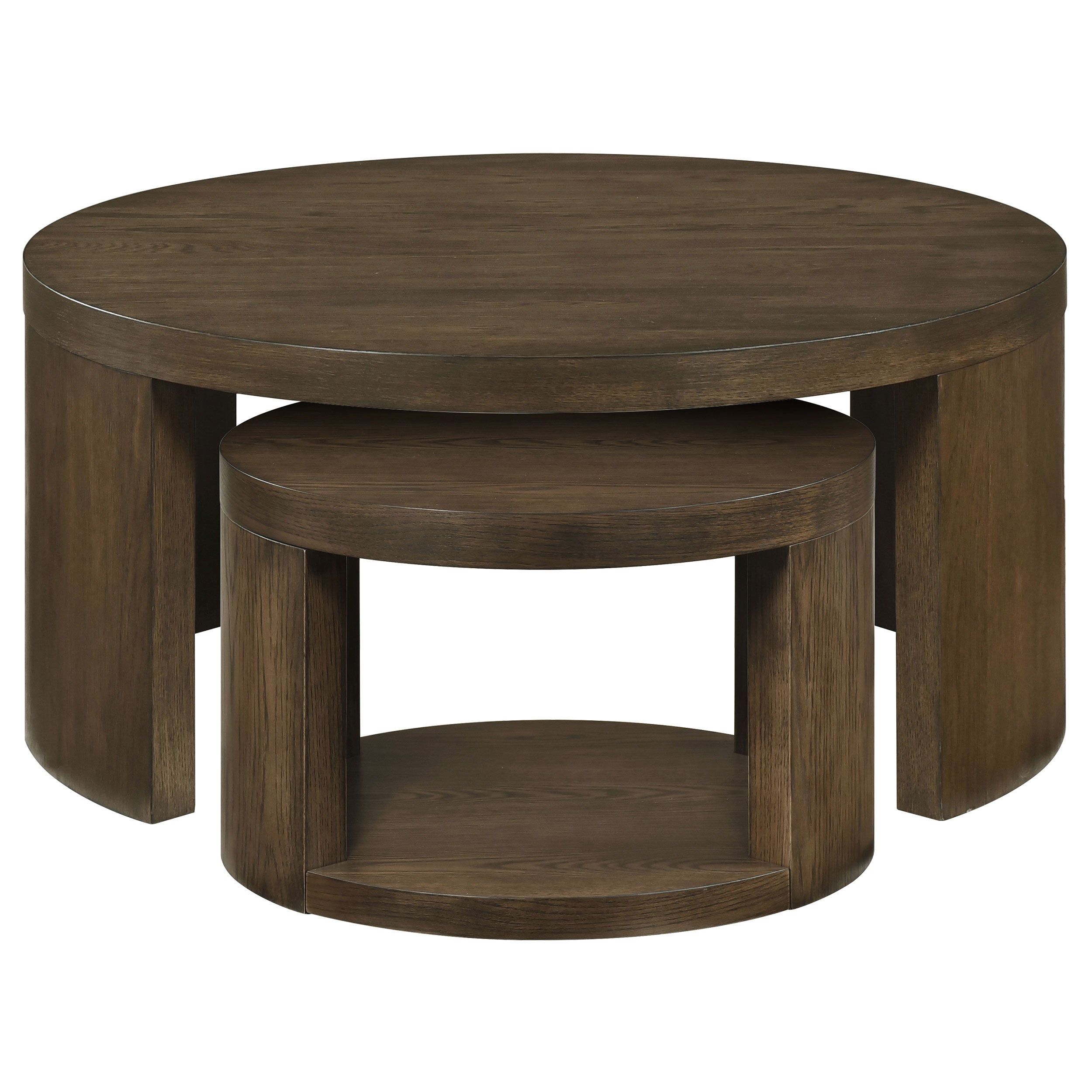 Sweeney 2-piece Round Wood Occasional Nesting Table Set Dark Walnut — view 3