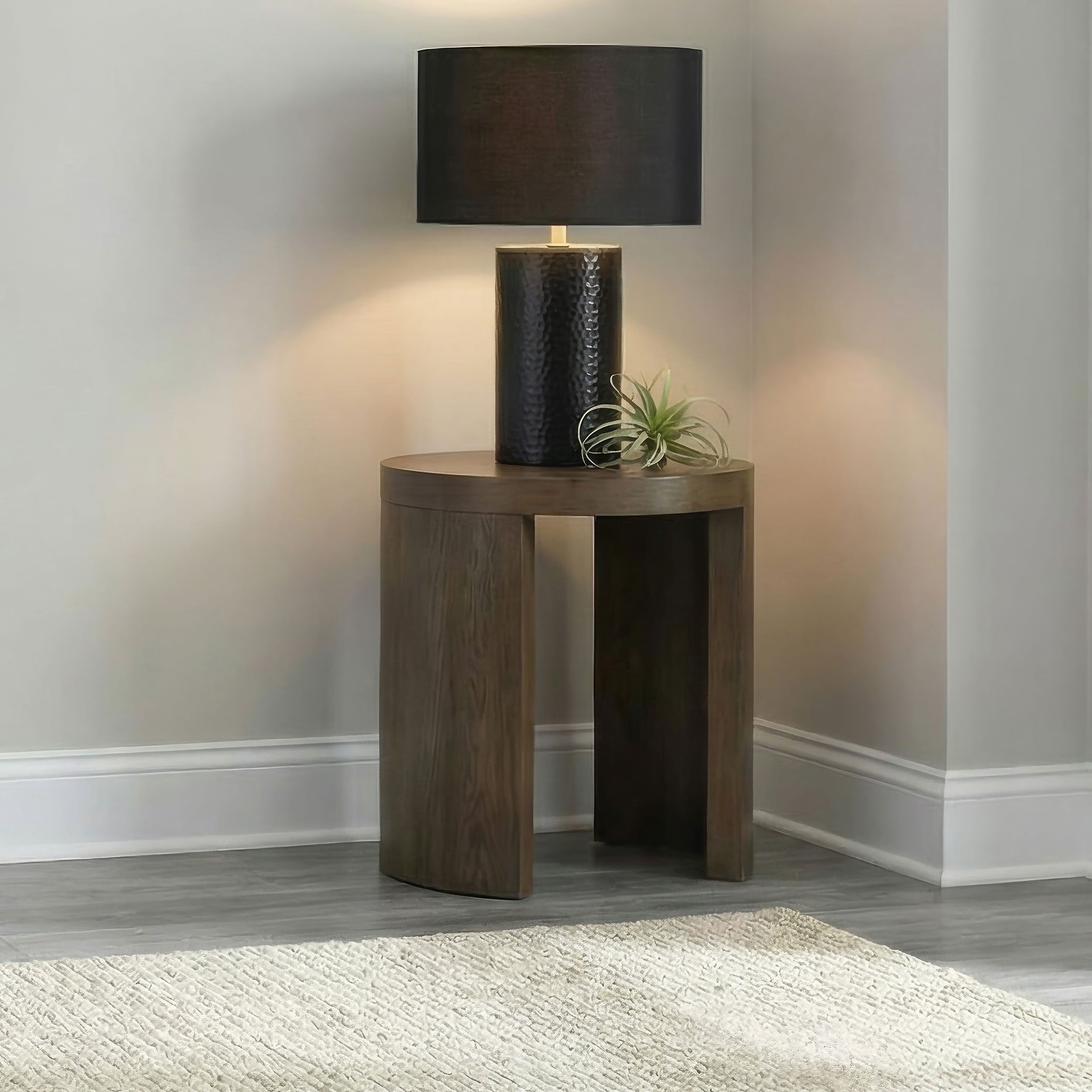 Sweeney 24-inch Round Wood Occasional Side End Table Dark Walnut — view 2