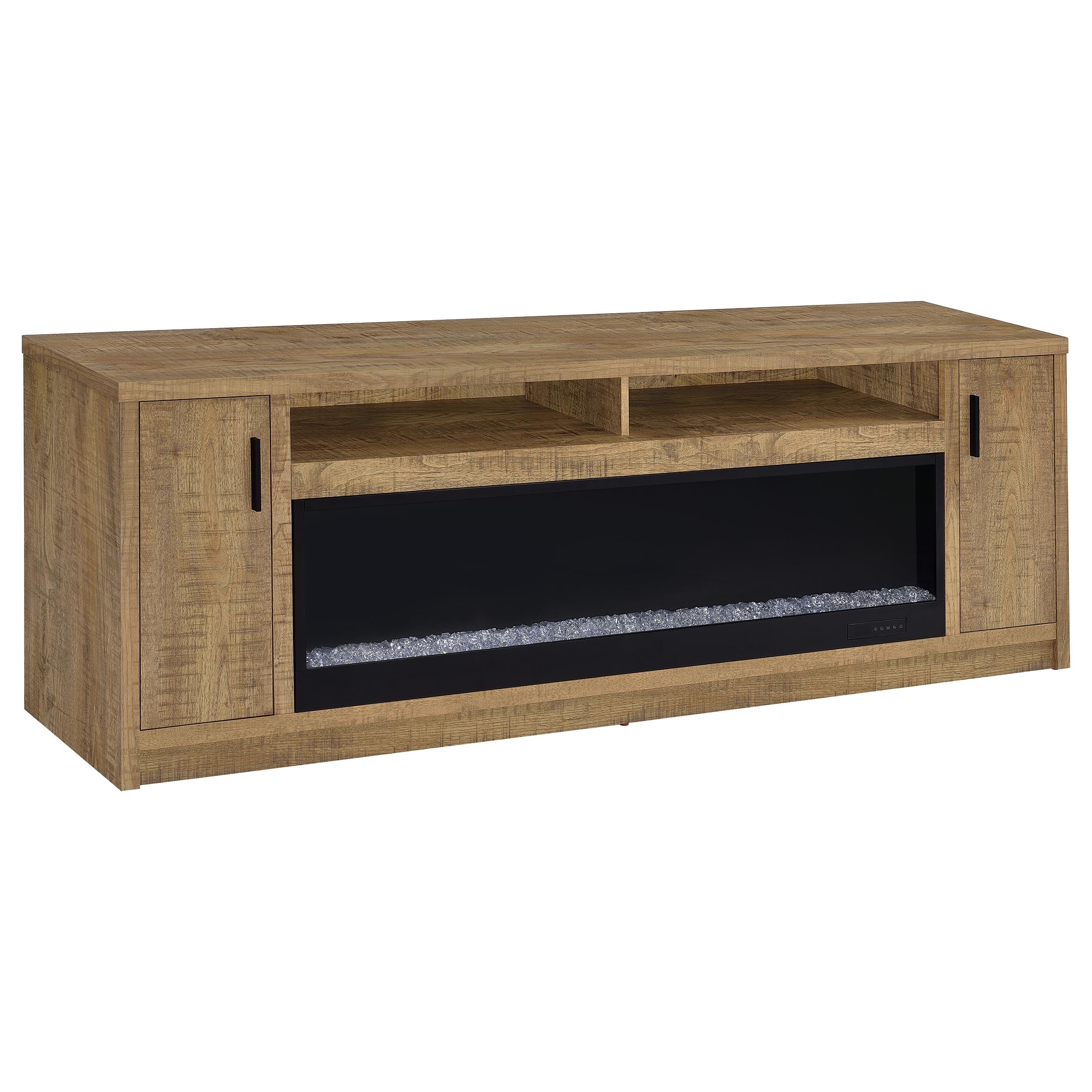 Eddy 79-inch 2-door TV Stand Fireplace Media Console Mango — view 1
