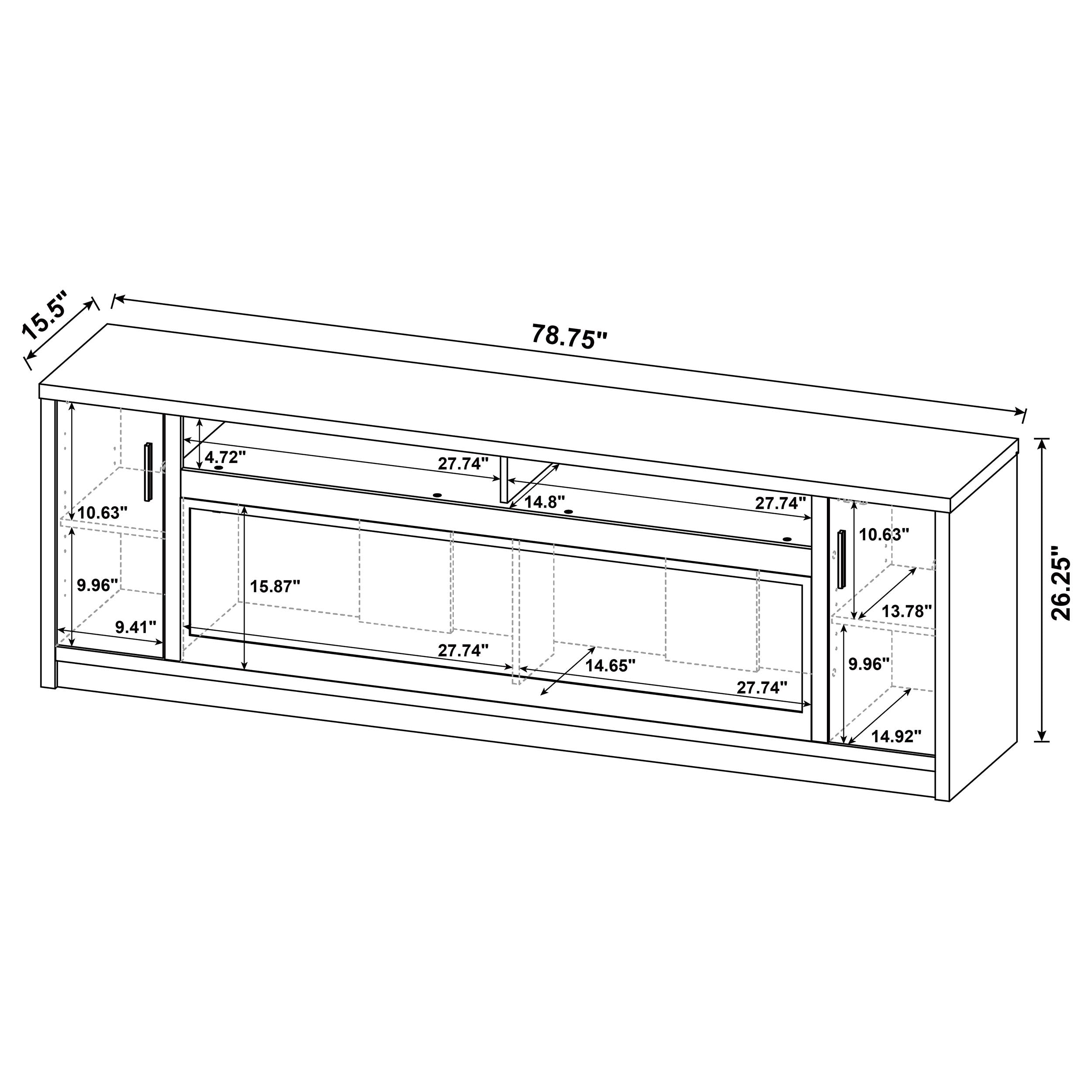 Eddy 79-inch 2-door TV Stand Fireplace Media Console Mango — view 15