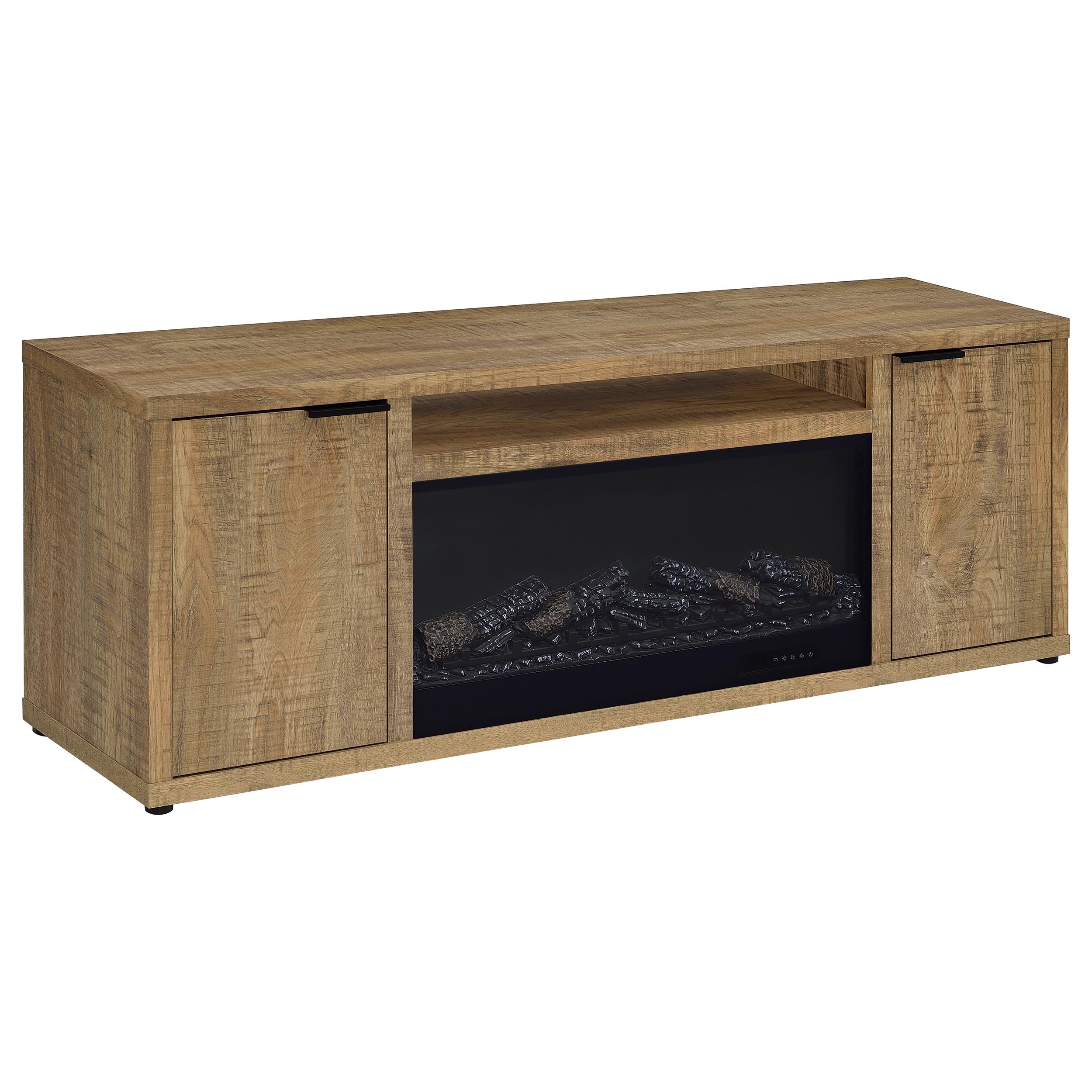Fuller 60-inch 2-door TV Stand Fireplace Media Console Mango — view 1
