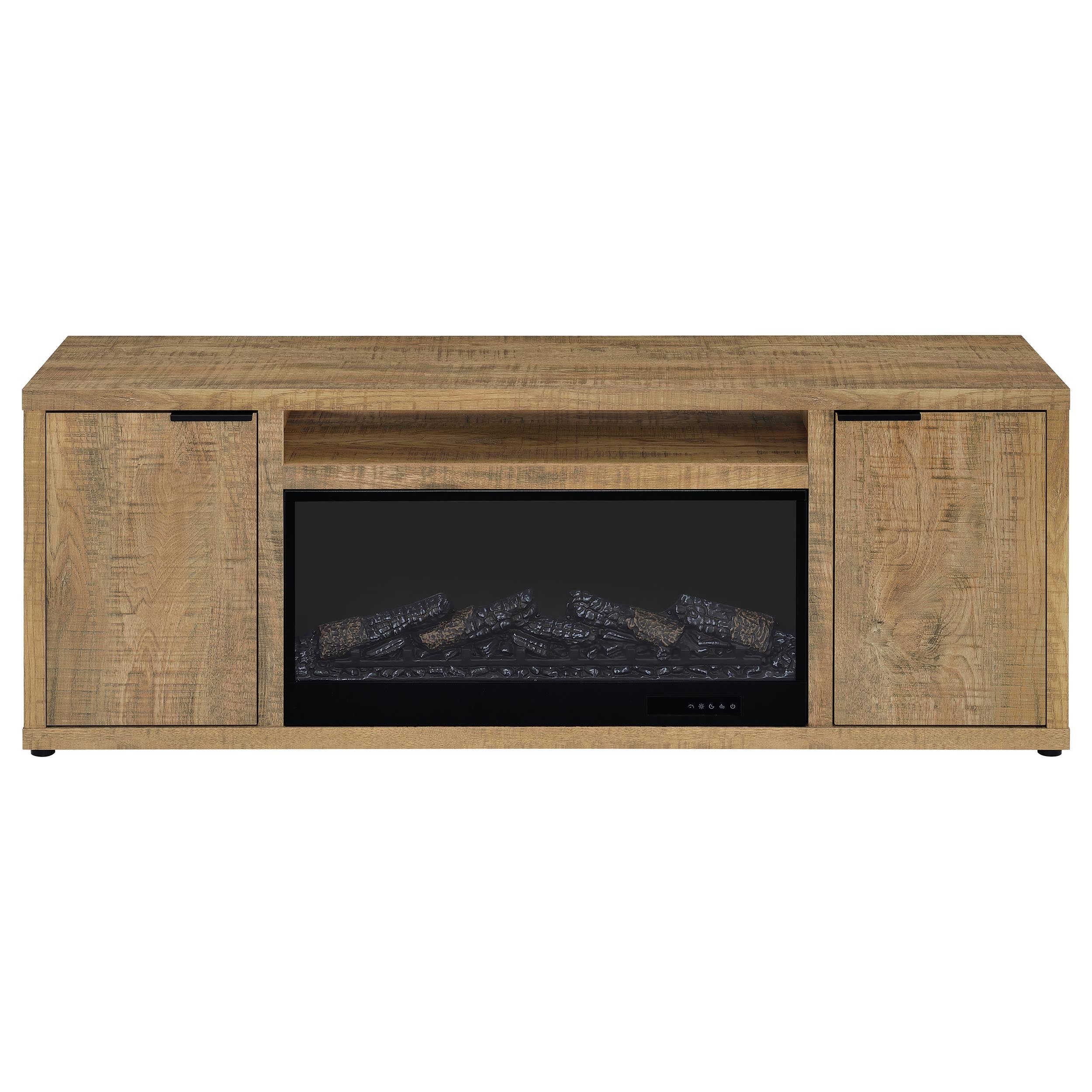 Fuller 60-inch 2-door TV Stand Fireplace Media Console Mango — view 4
