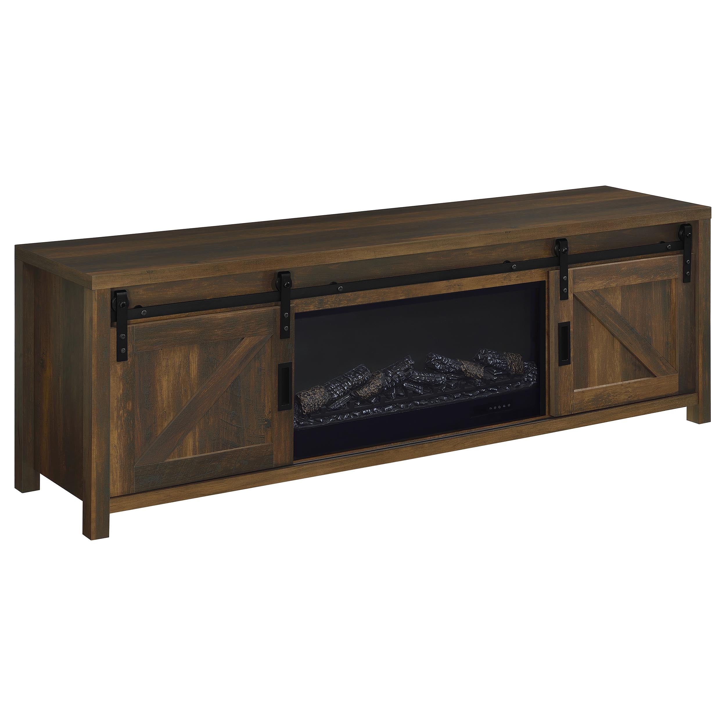 Enfield 71-inch TV Stand Fireplace Media Console Dark Pine — view 1