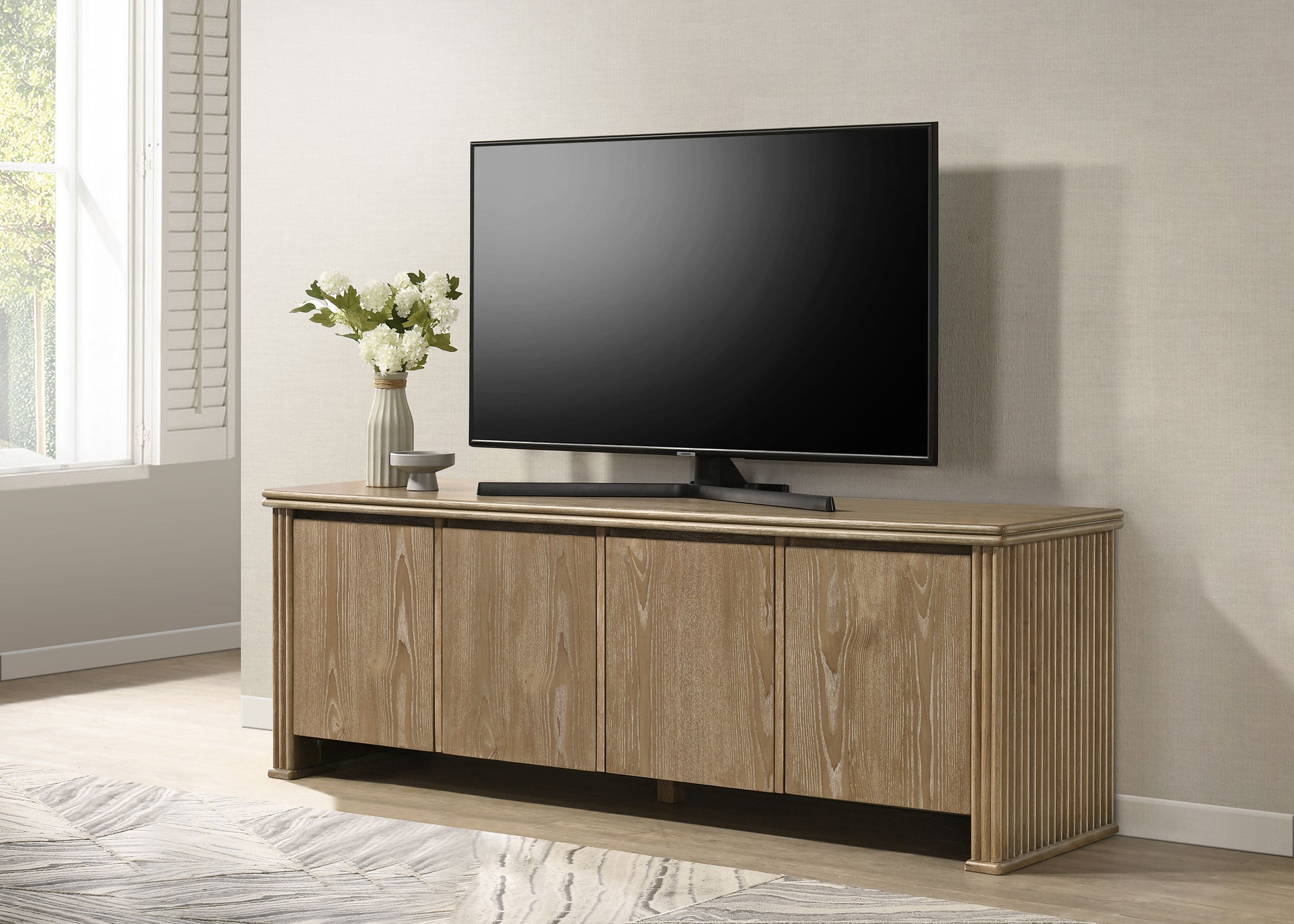 Adina 70-inch TV Stand Media Console Distressed Light Brown — view 2