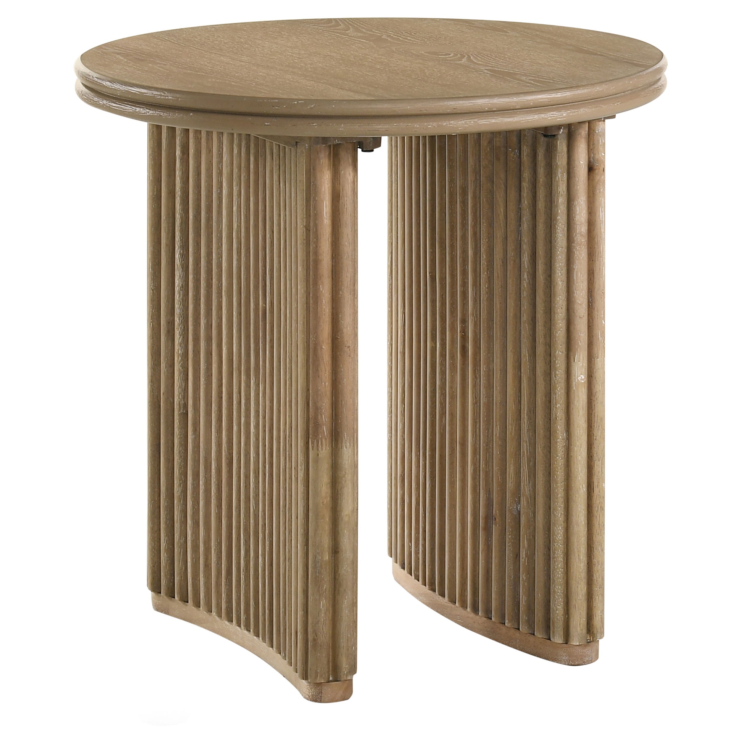 Adina Round Wood Side End Table Distressed Light Brown — view 1
